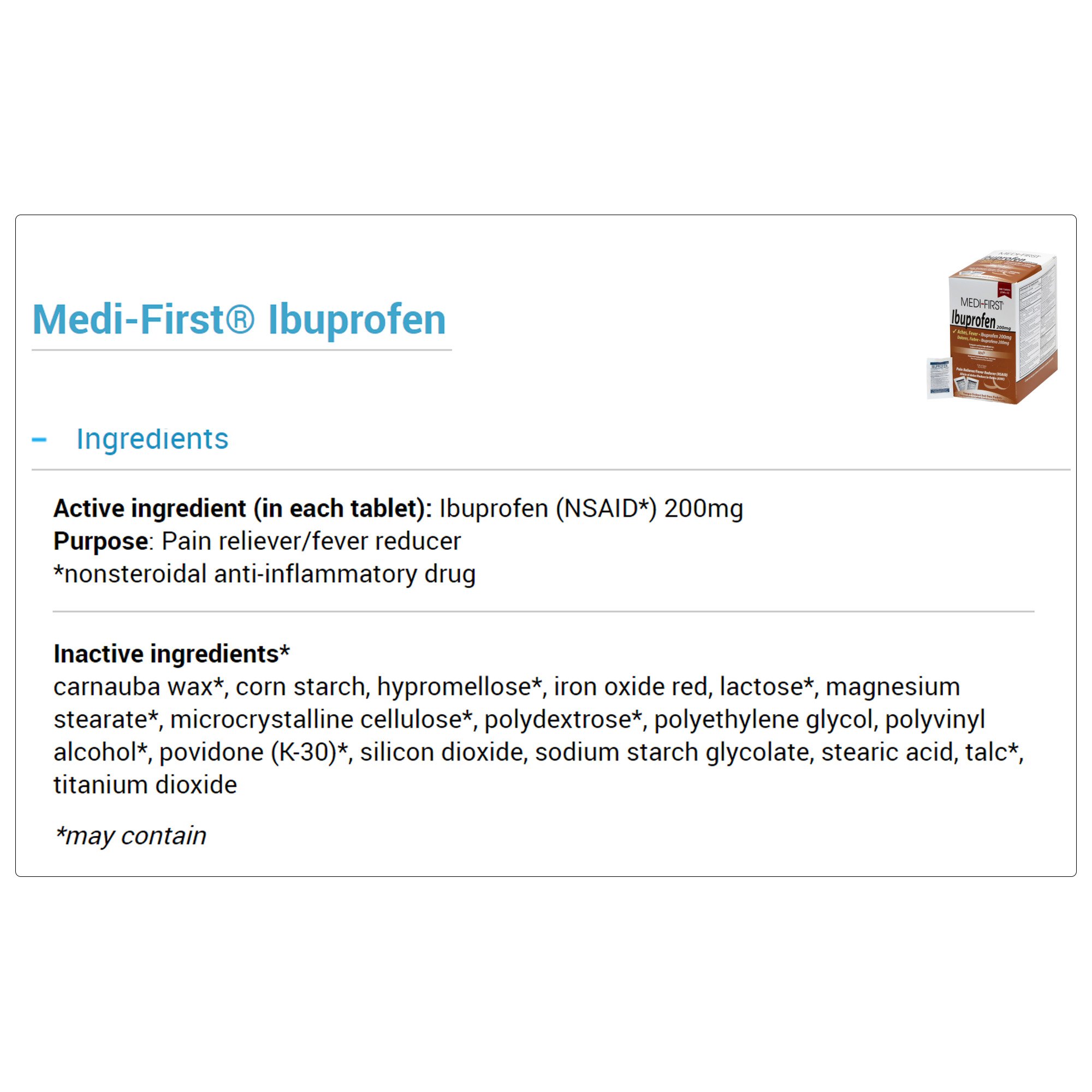 Medique Products - 80813 Medi-First Ibuprofen Pain Relief