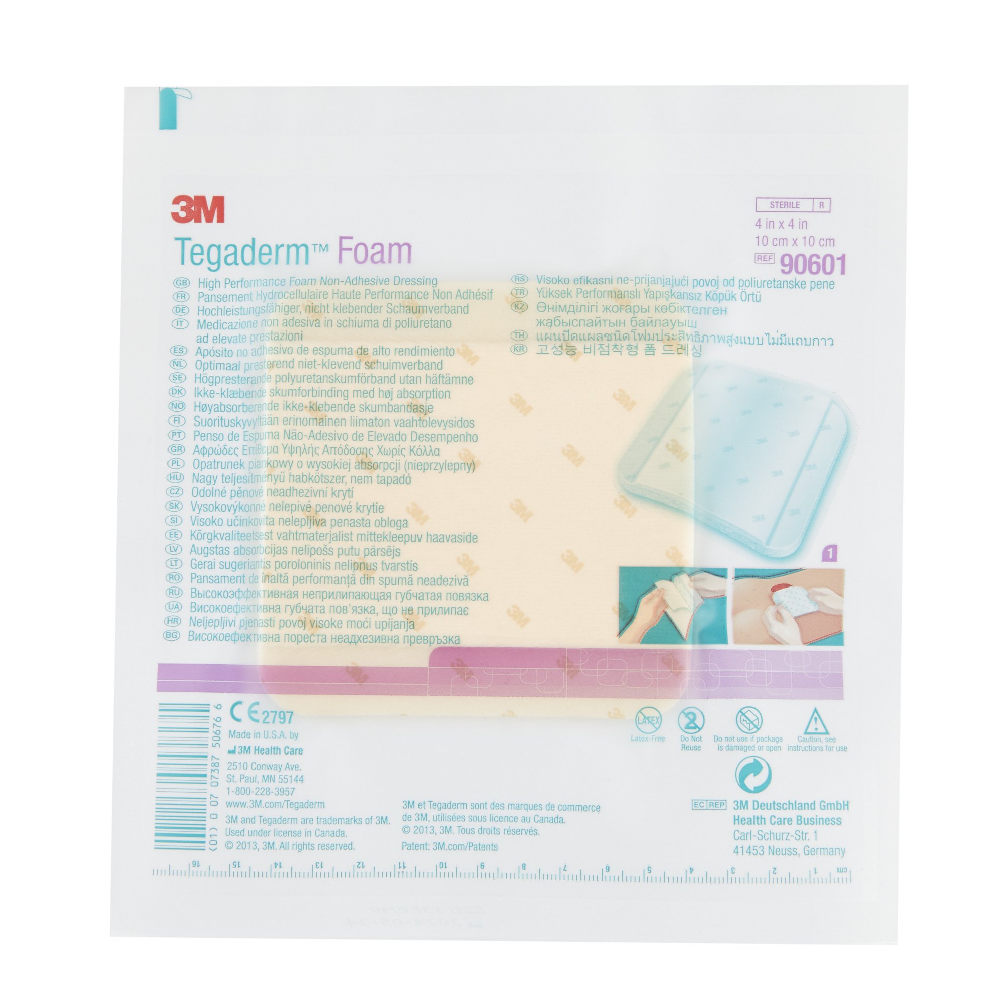 Solventum Corporation 90601 - 3M™ Tegaderm™ High Performance Nonadhesive w/o Border Foam Dressing, 4 x 4 Inch - 10/Box, 40/Case