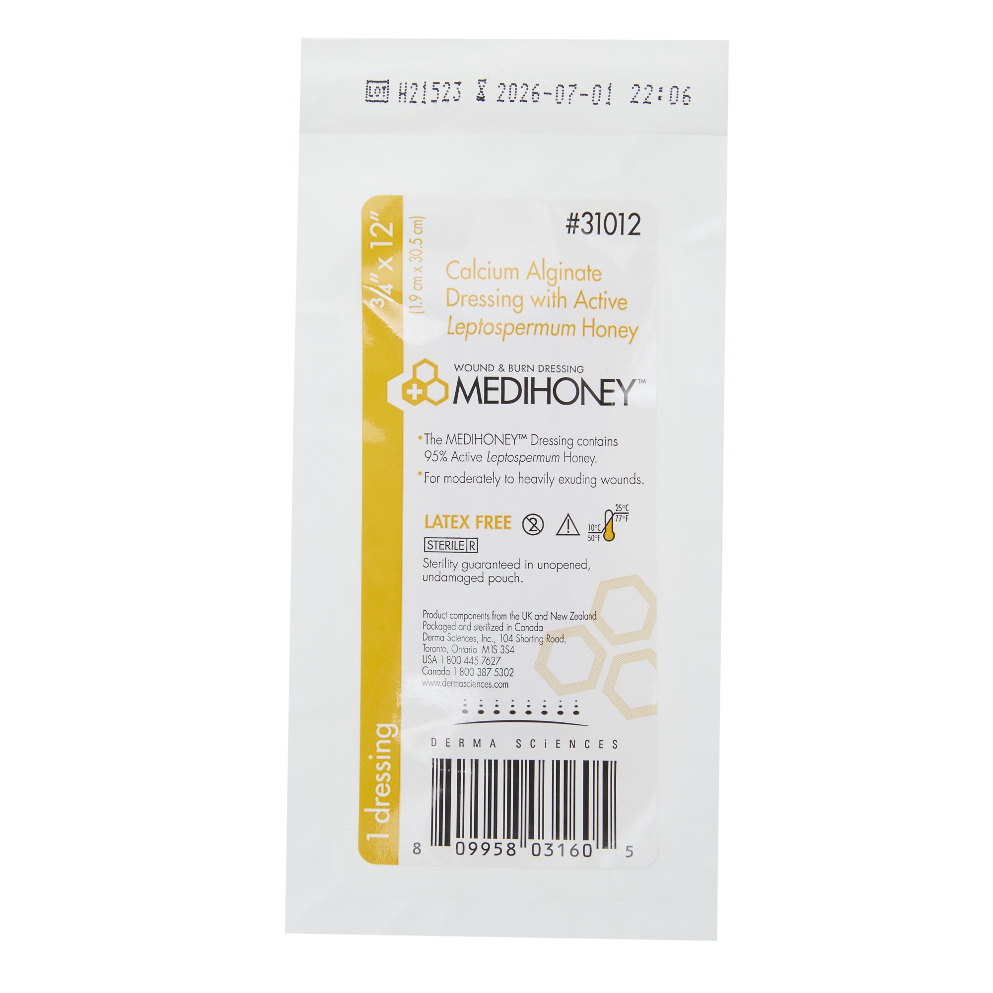 McKesson Brand - 31012 Medihoney® Calcium Alginate Dressing