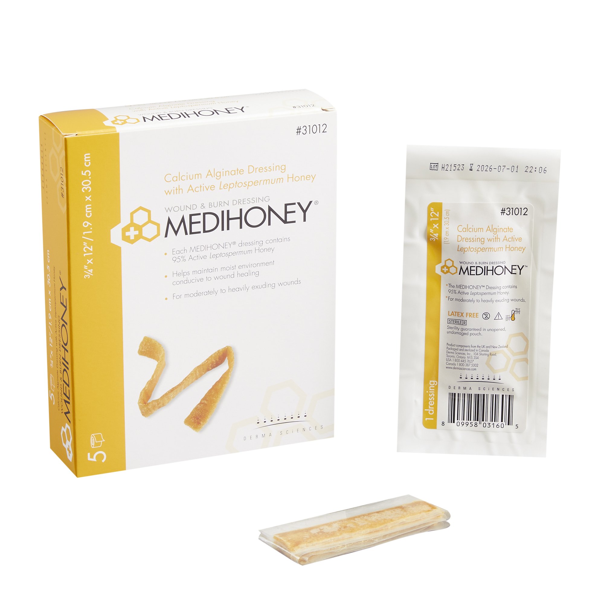 McKesson Brand - 31012 Medihoney® Calcium Alginate Dressing
