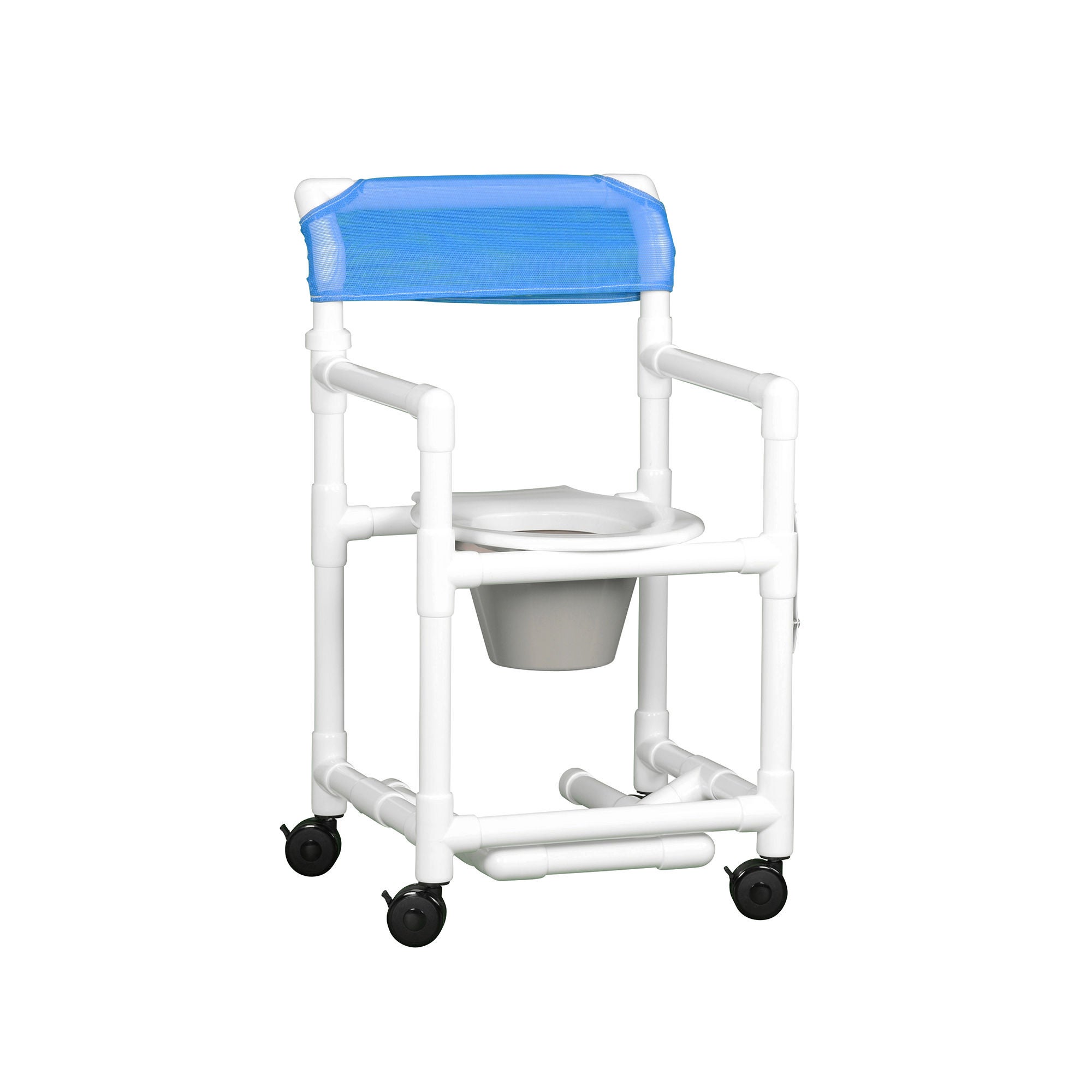 IPU - VL SC17 P FRSB BLUE Commode / Shower Chair Standard Fixed Arms PVC Frame Mesh Backrest 20-1/2 Inch Seat Width 300 lbs. Weight Capacity
