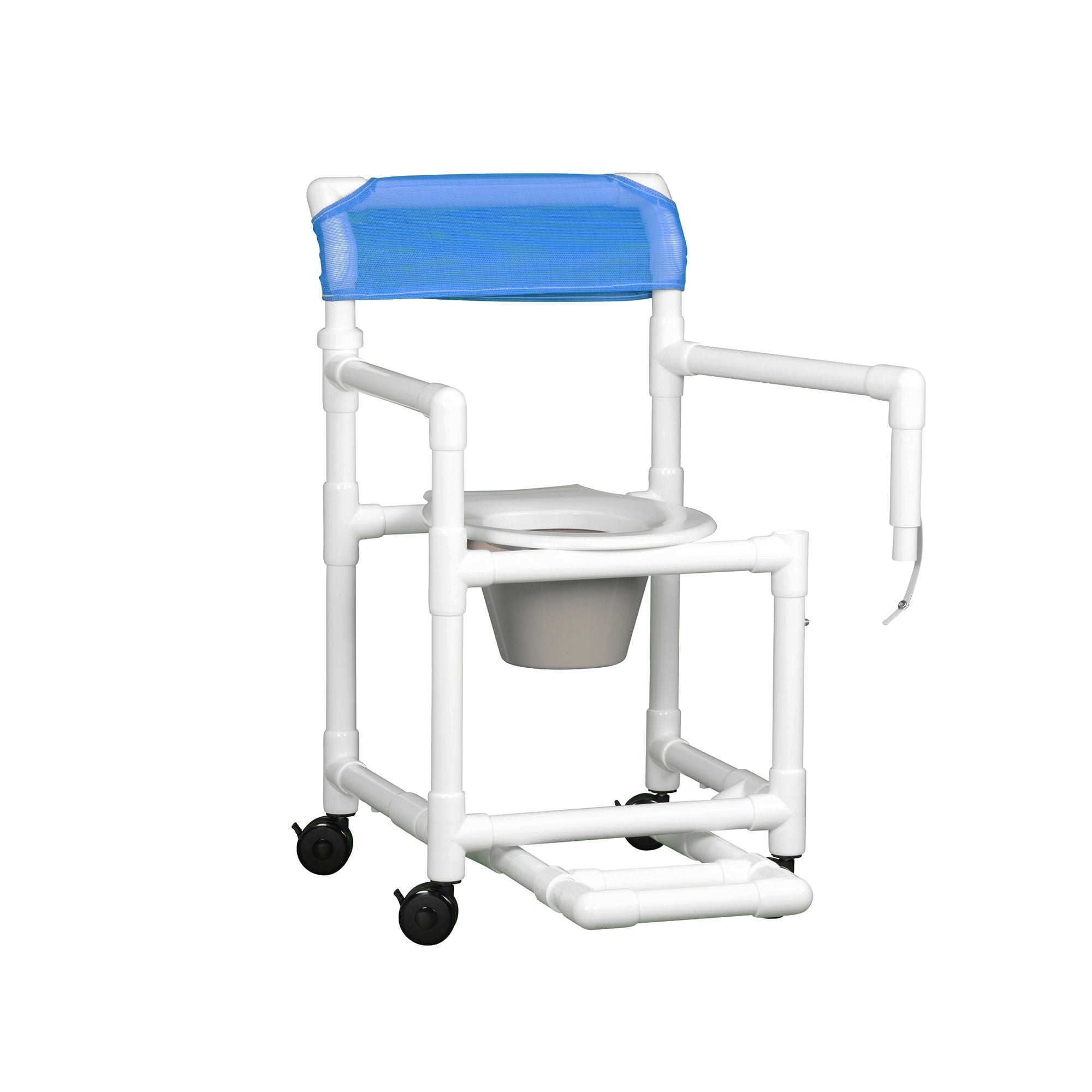 IPU - VL SC17 P FRSB BLUE Commode / Shower Chair Standard Fixed Arms PVC Frame Mesh Backrest 20-1/2 Inch Seat Width 300 lbs. Weight Capacity