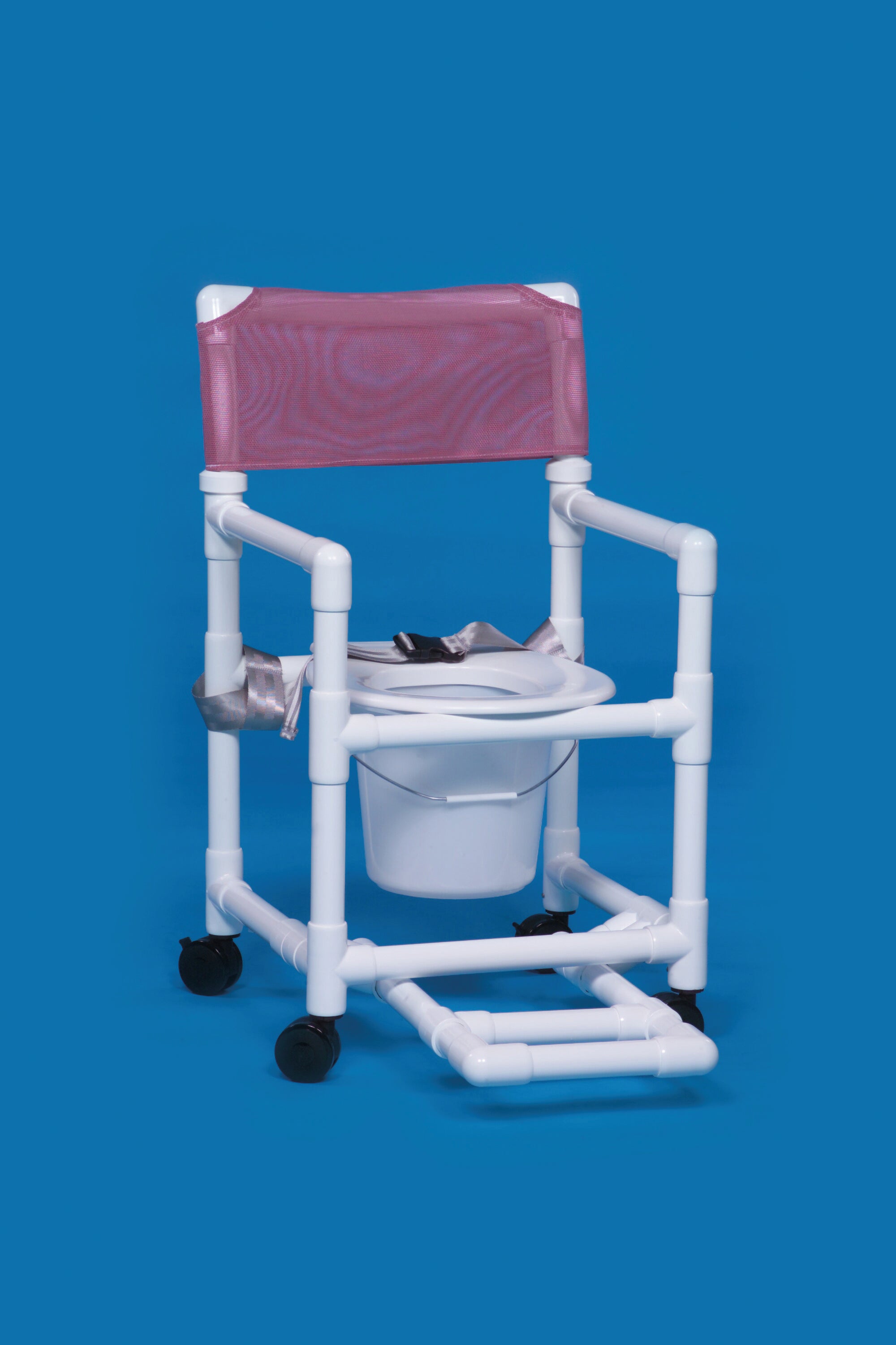 IPU - VL SC17 P FRSB BLUE Commode / Shower Chair Standard Fixed Arms PVC Frame Mesh Backrest 20-1/2 Inch Seat Width 300 lbs. Weight Capacity