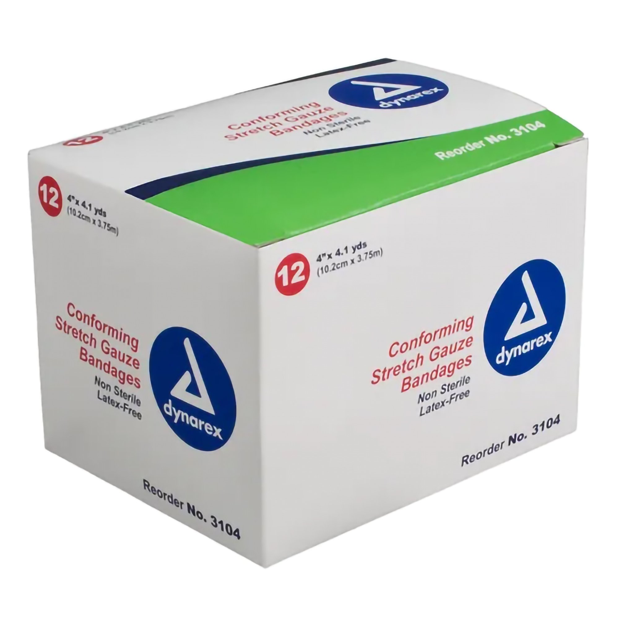 Dynarex 3104 - dynarex® Conforming Bandage, 4 Inch x 4.1 Yard - 12/Box, 96/Case