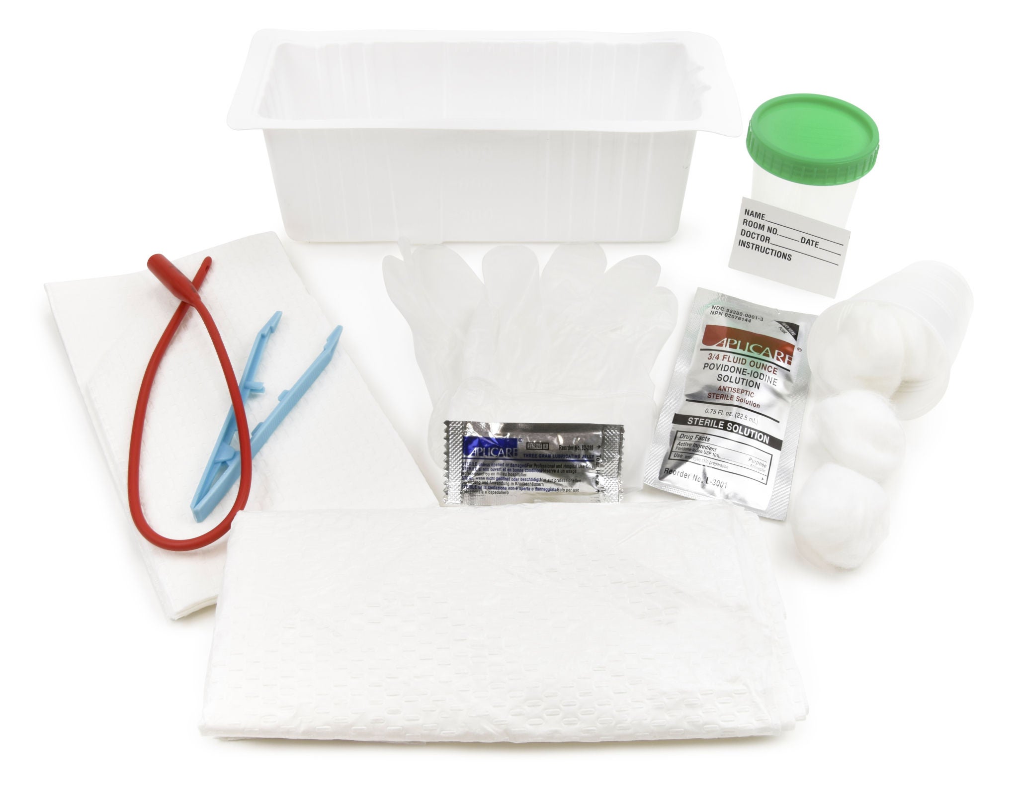 McKesson Brand - 37-202 Intermittent Catheter Tray McKesson Urethral 14 Fr. Without Balloon Red Rubber