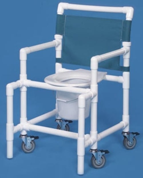 IPU - SCC9250 MS Commode / Shower Chair ipu® Fixed Arms PVC Frame Mesh Backrest 25-1/4 Inch Seat Width 375 lbs. Weight Capacity
