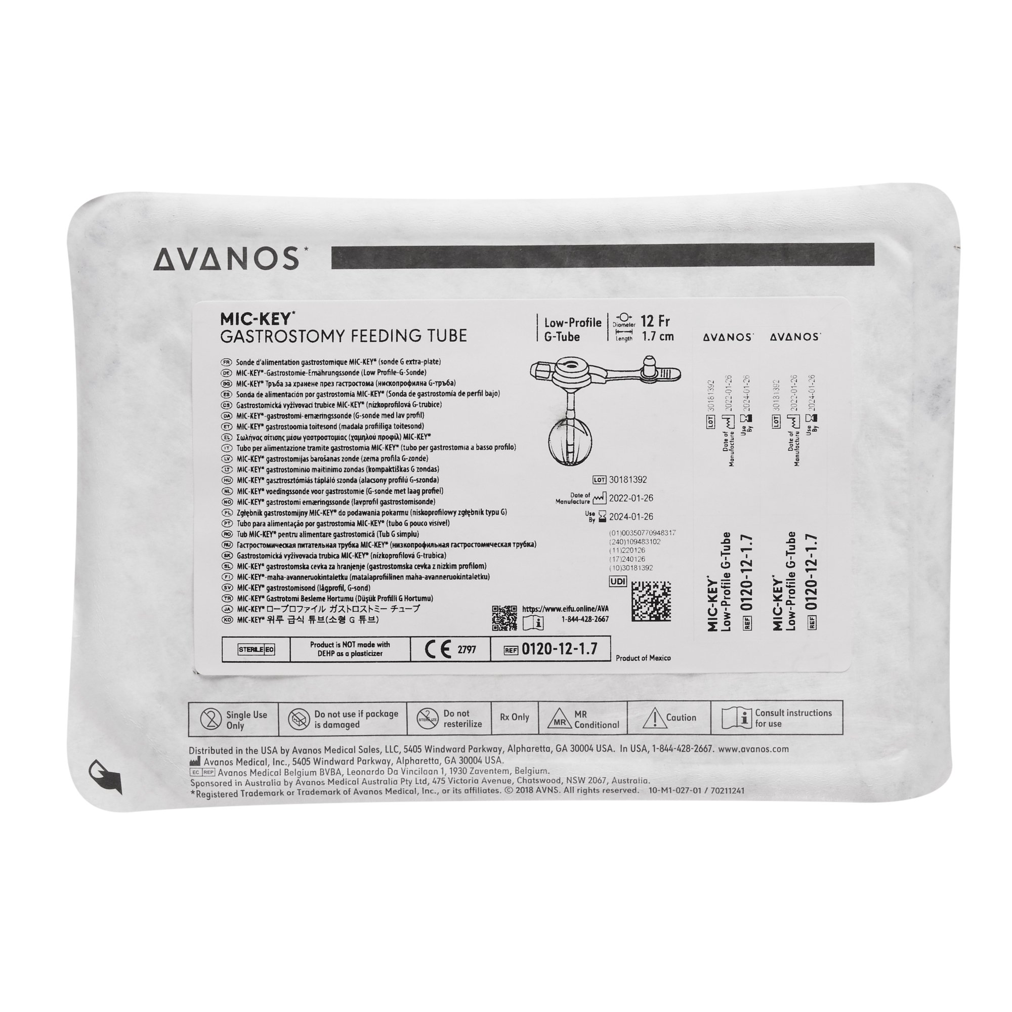 MIC-Key Low Profile Gastrostomy Tube Kit 0120-12-1.7 by Avanos Medical Sales