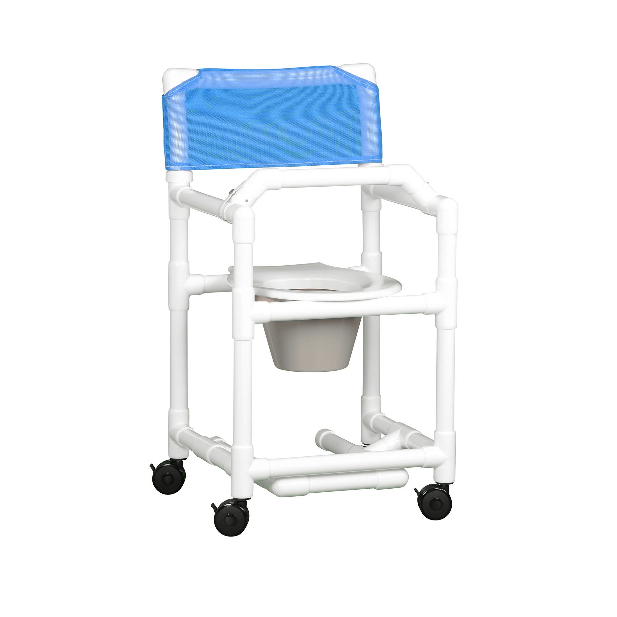 IPU - VL SC17 P FRLB Commode / Shower Chair Standard Fixed Arms PVC Frame Mesh Backrest 17-1/4 Inch Seat Width 300 lbs. Weight Capacity