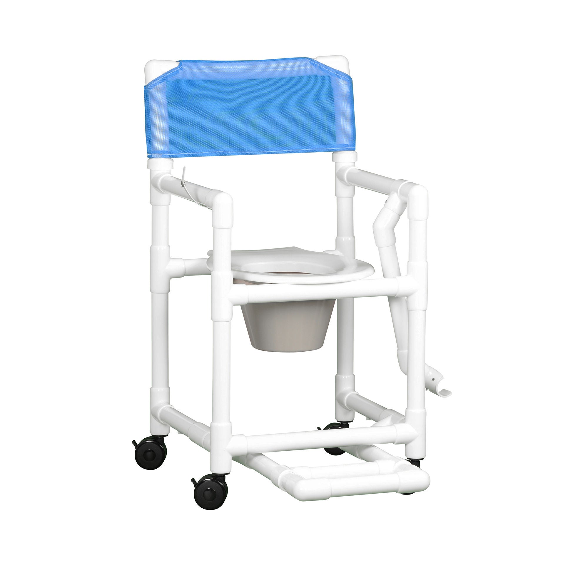 IPU - VL SC17 P FRLB Commode / Shower Chair Standard Fixed Arms PVC Frame Mesh Backrest 17-1/4 Inch Seat Width 300 lbs. Weight Capacity