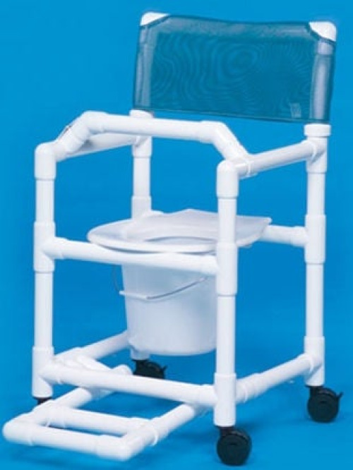 IPU - VL SC17 P FRLB Commode / Shower Chair Standard Fixed Arms PVC Frame Mesh Backrest 17-1/4 Inch Seat Width 300 lbs. Weight Capacity
