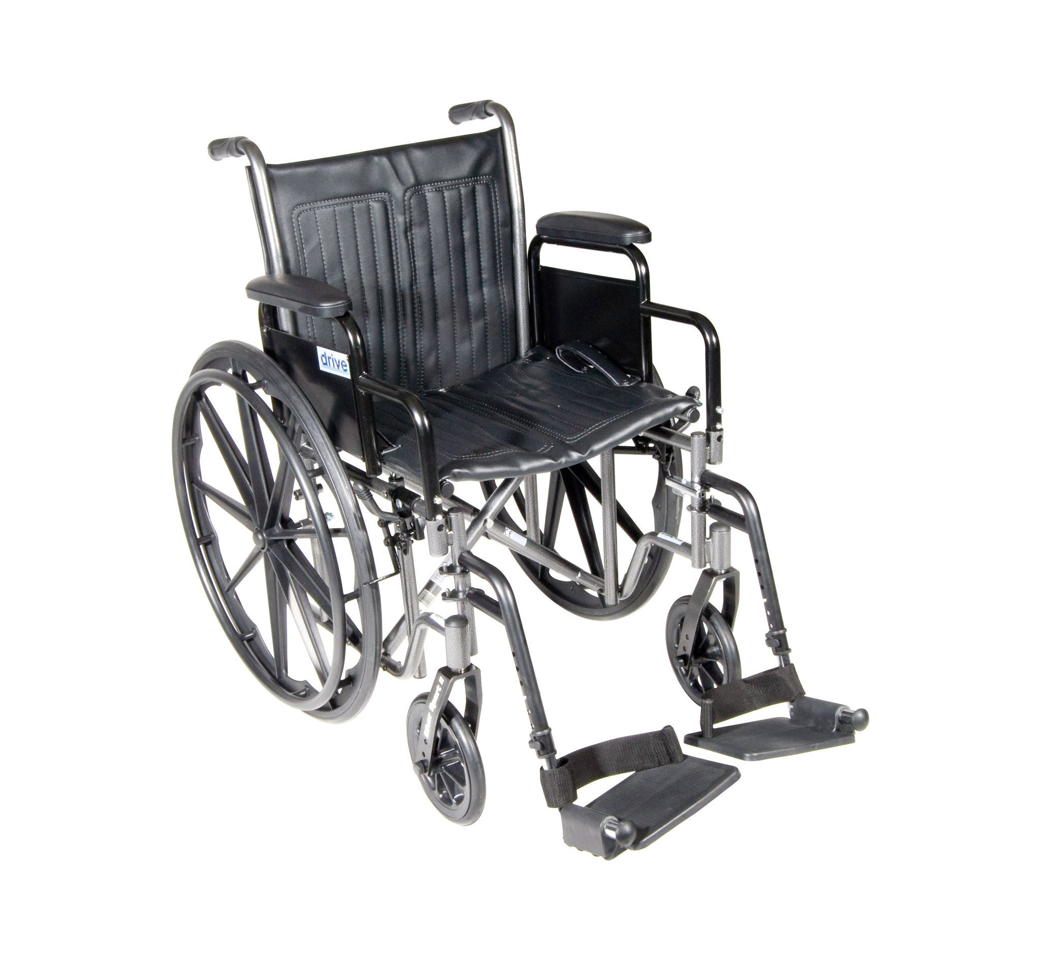 Drive DeVilbiss Healthcare - SSP218DDA-SF Wheelchair drive™ Silver Sport 2 Dual Axle Desk Length Arm Swing-Away Footrest Black Upholstery 18 Inch Seat Width Adult 300 lbs. Weight Capacity