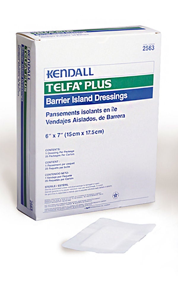 Cardinal - 2563 Island Dressing Telfa™ Plus 6 X 7 Inch Rectangle Sterile