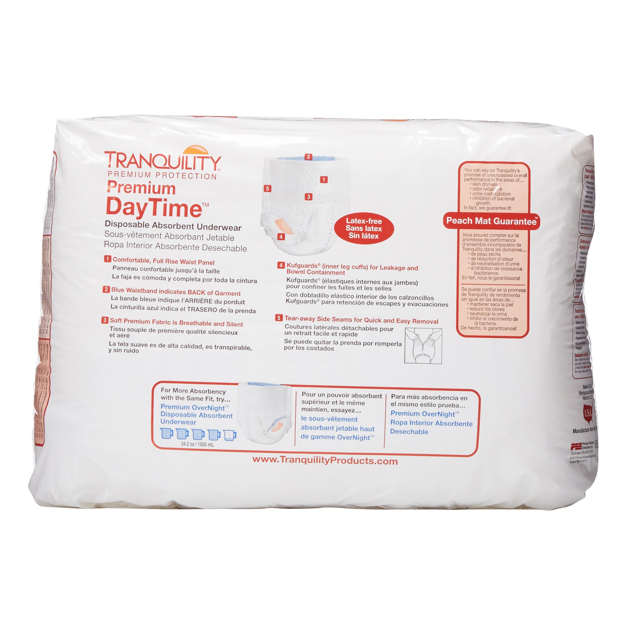 Principle Business Enterprises 2106 - Tranquility Premium DayTime Disposable Absorbent Underwear, Large - 16/Bag, 64/Case