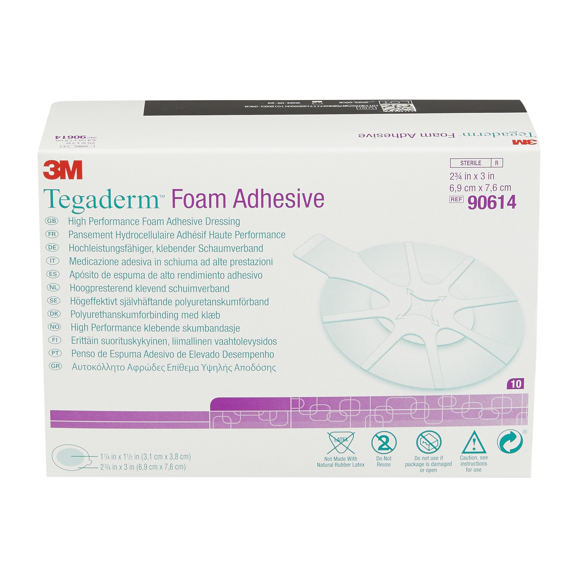 Solventum Corporation - 90614 3M™ Tegaderm™ High Performance Adhesive with Border Foam Dressing