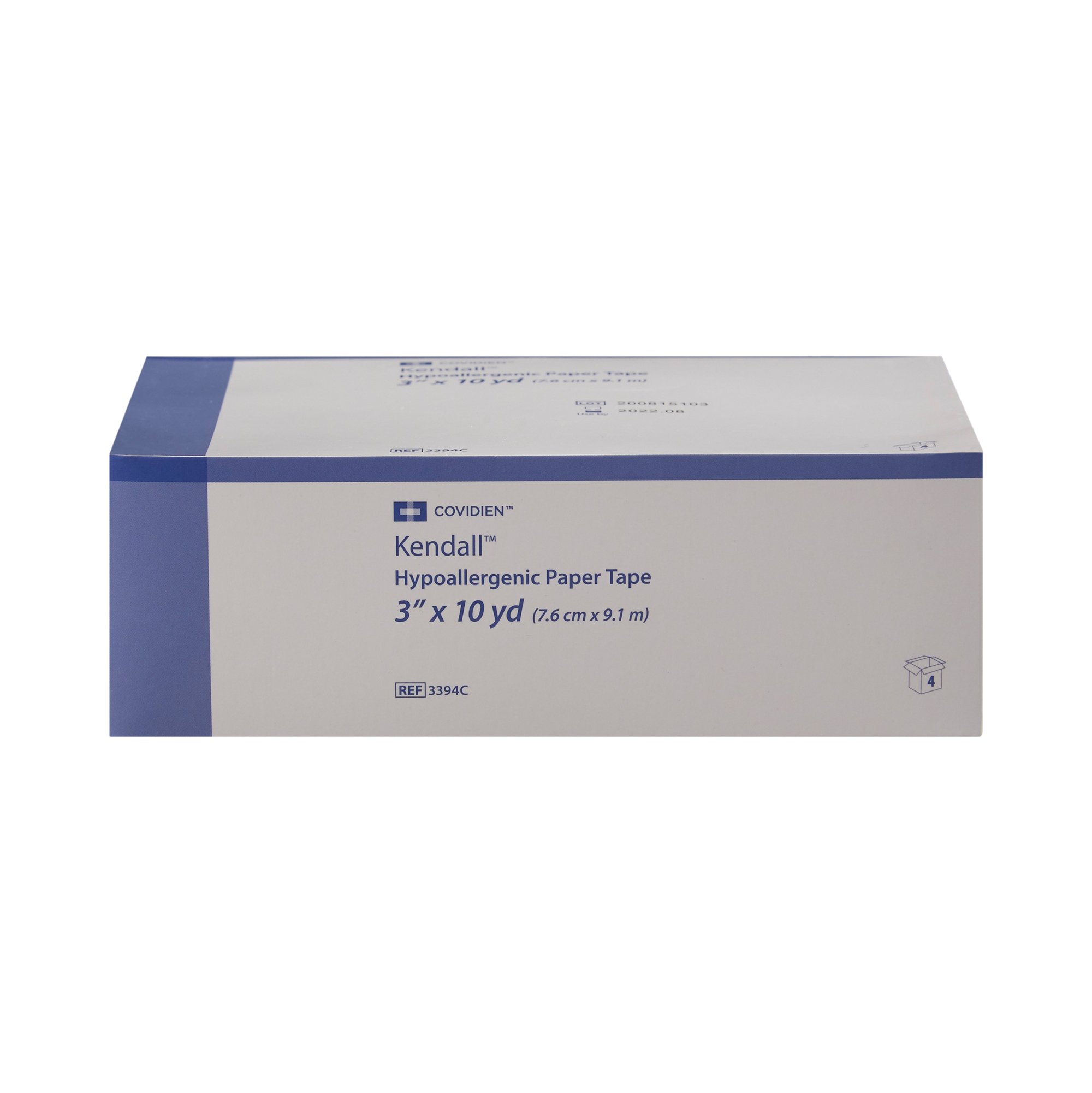 Cardinal 3394C - Kendall™ Hypoallergenic Paper Medical Tape, 3 Inch x 10 Yard, White - 4/Box, 40/Case