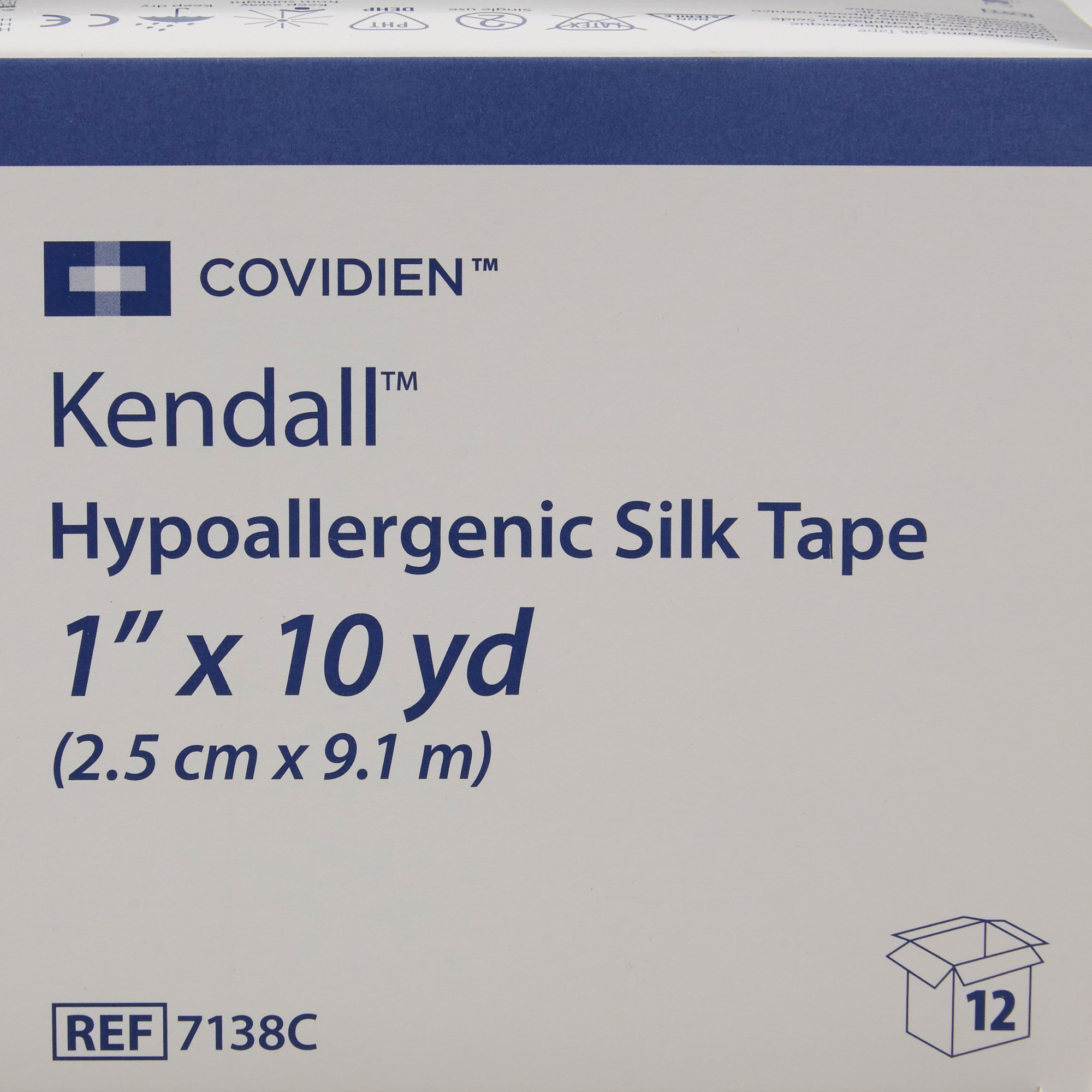 Cardinal 7138C - Kendall™ Hypoallergenic Silk-Like Cloth Medical Tape, 1 Inch x 10 Yard, White - 1/Each, 12/Box, 120/Case
