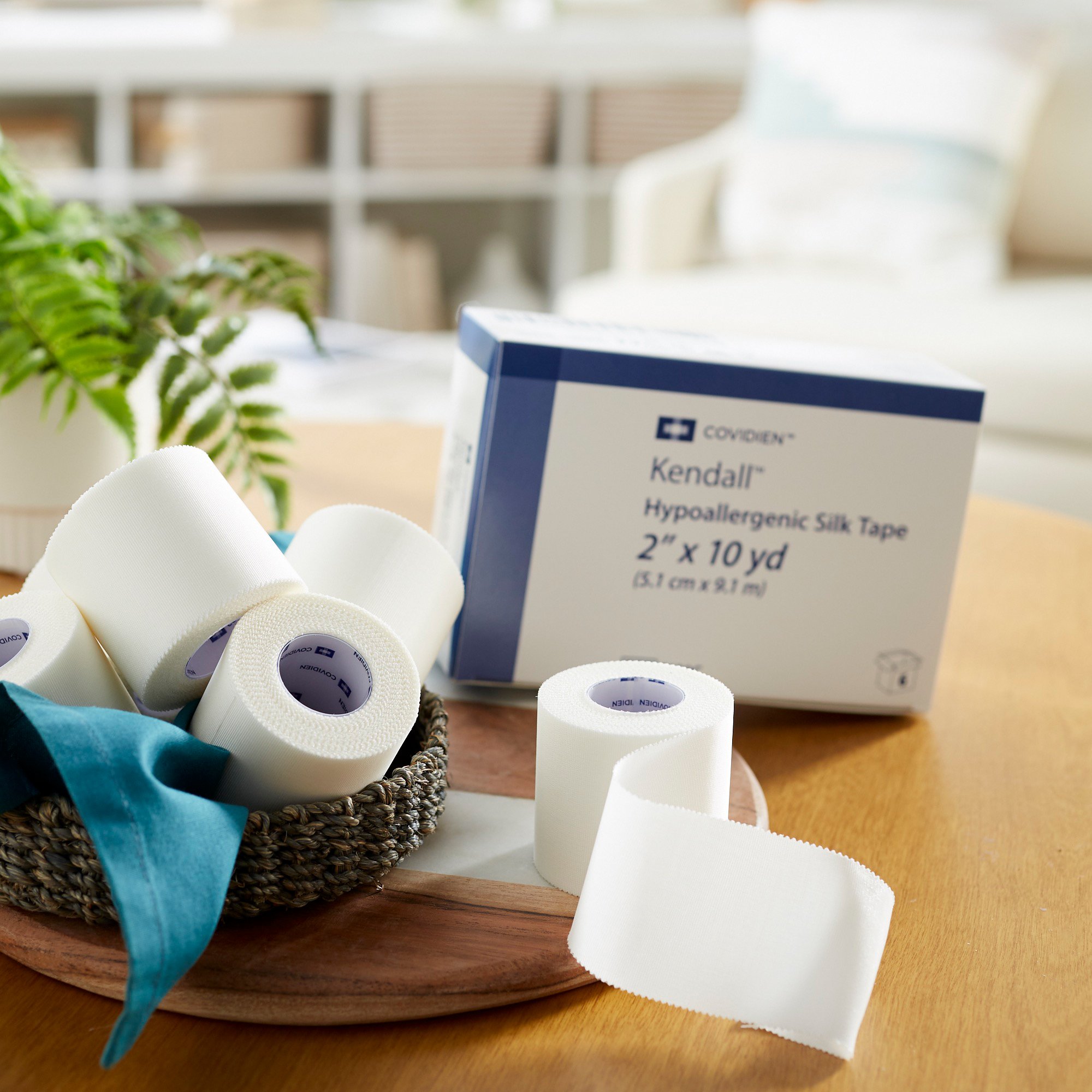 Cardinal 7139C - Kendall™ Hypoallergenic Silk-Like Cloth Medical Tape, 2 Inch x 10 Yard, White - 6/Box, 60/Case