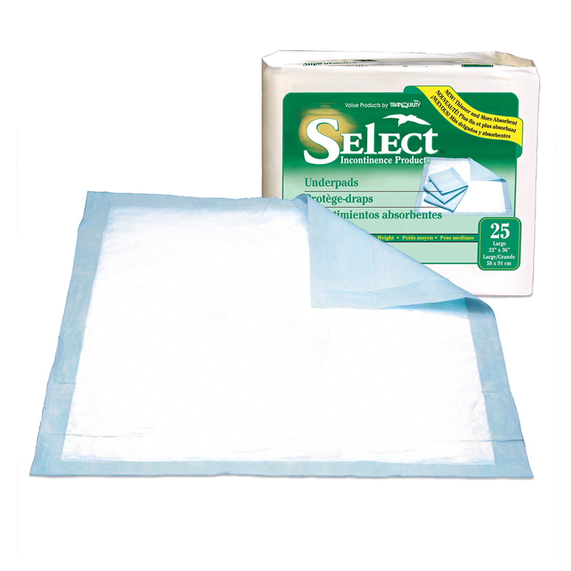 Principle Business Enterprises - 2675 Disposable Underpad Select® 23 X 36 Inch Fluff Moderate Absorbency