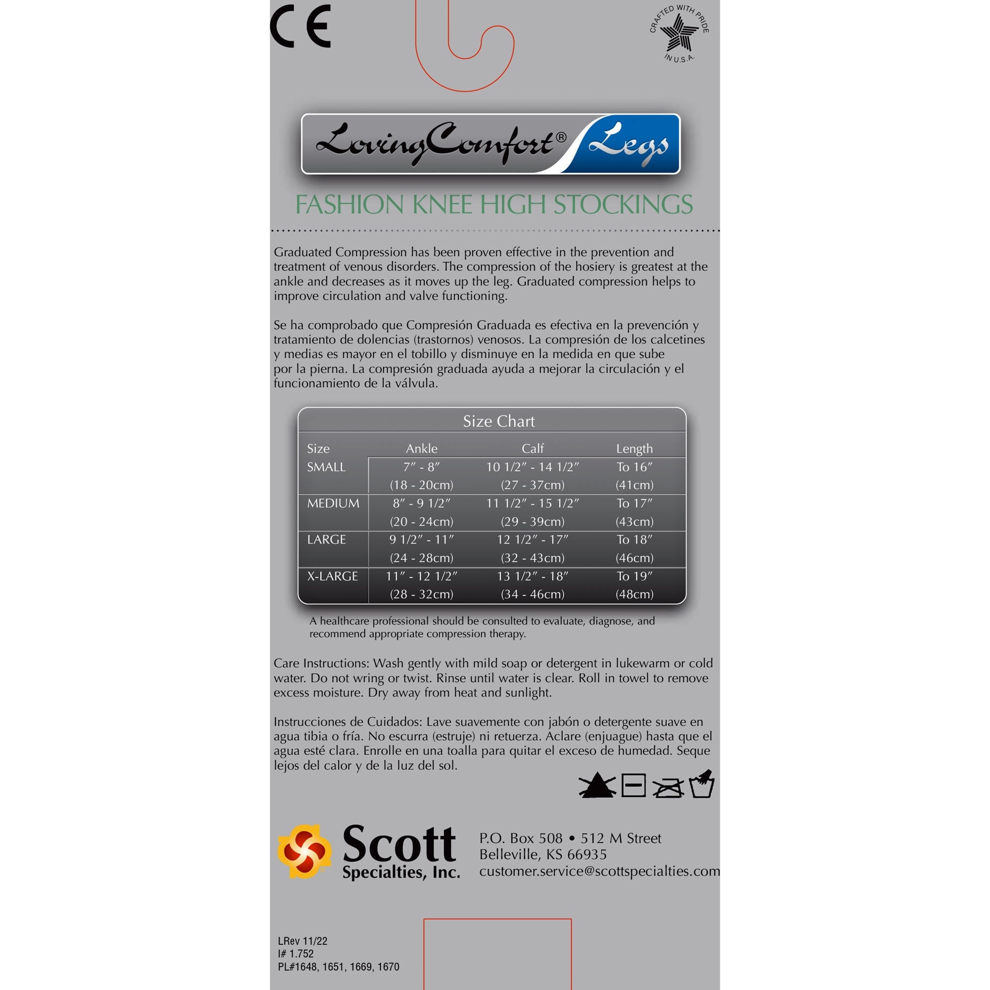Scott Specialties - 1648 BEI LG Compression Stocking Loving Comfort® Knee High Large Beige Closed Toe