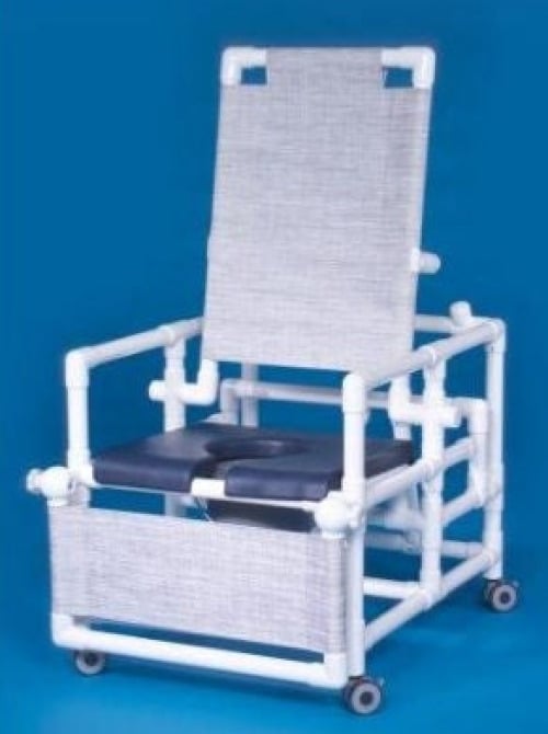 IPU - SCC260 RC Commode / Shower Chair ipu® Fixed Arms PVC Frame Reclining Backrest 24 Inch Seat Width 300 lbs. Weight Capacity