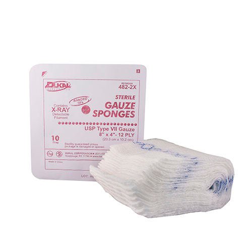 Dukal - 482-2X Dukal™ Sterile USP Type VII X-Ray Detectable Gauze Sponge