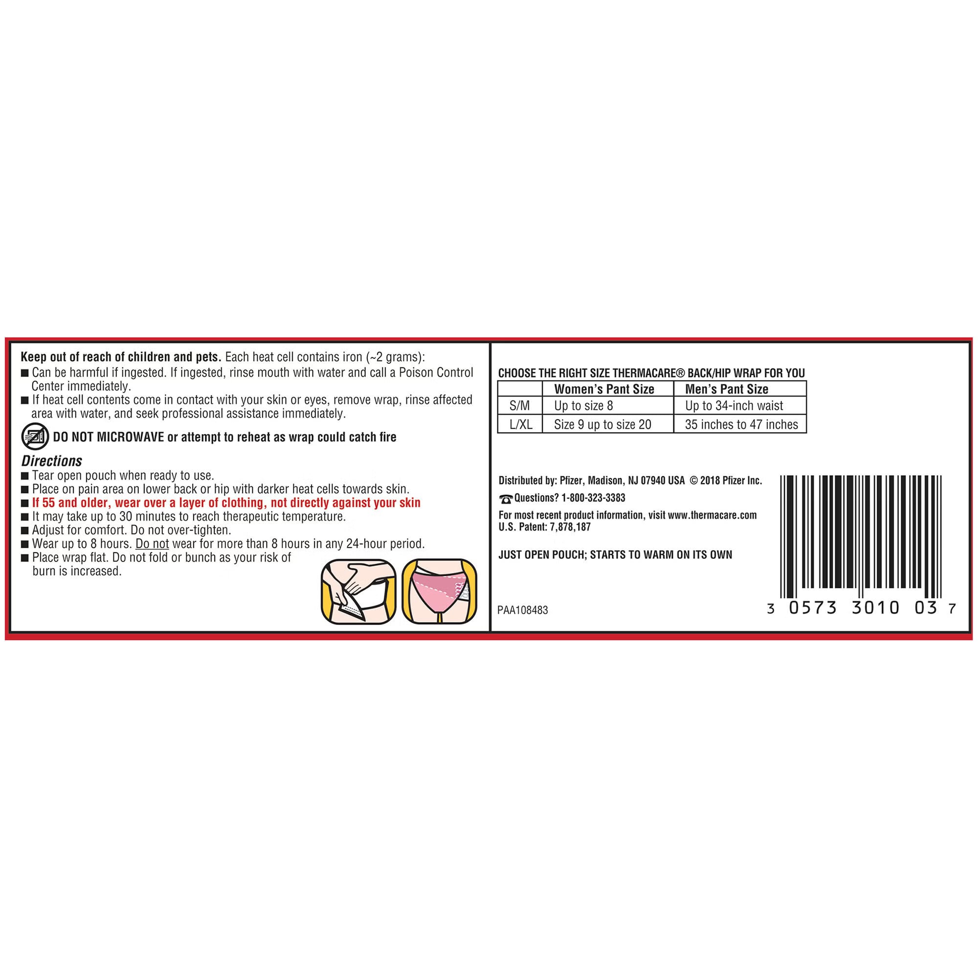Glaxo Consumer Products - 00573301003 Instant Hot Patch ThermaCare® HeatWraps Back / Hip Large / X-Large Nonwoven Material Cover Disposable