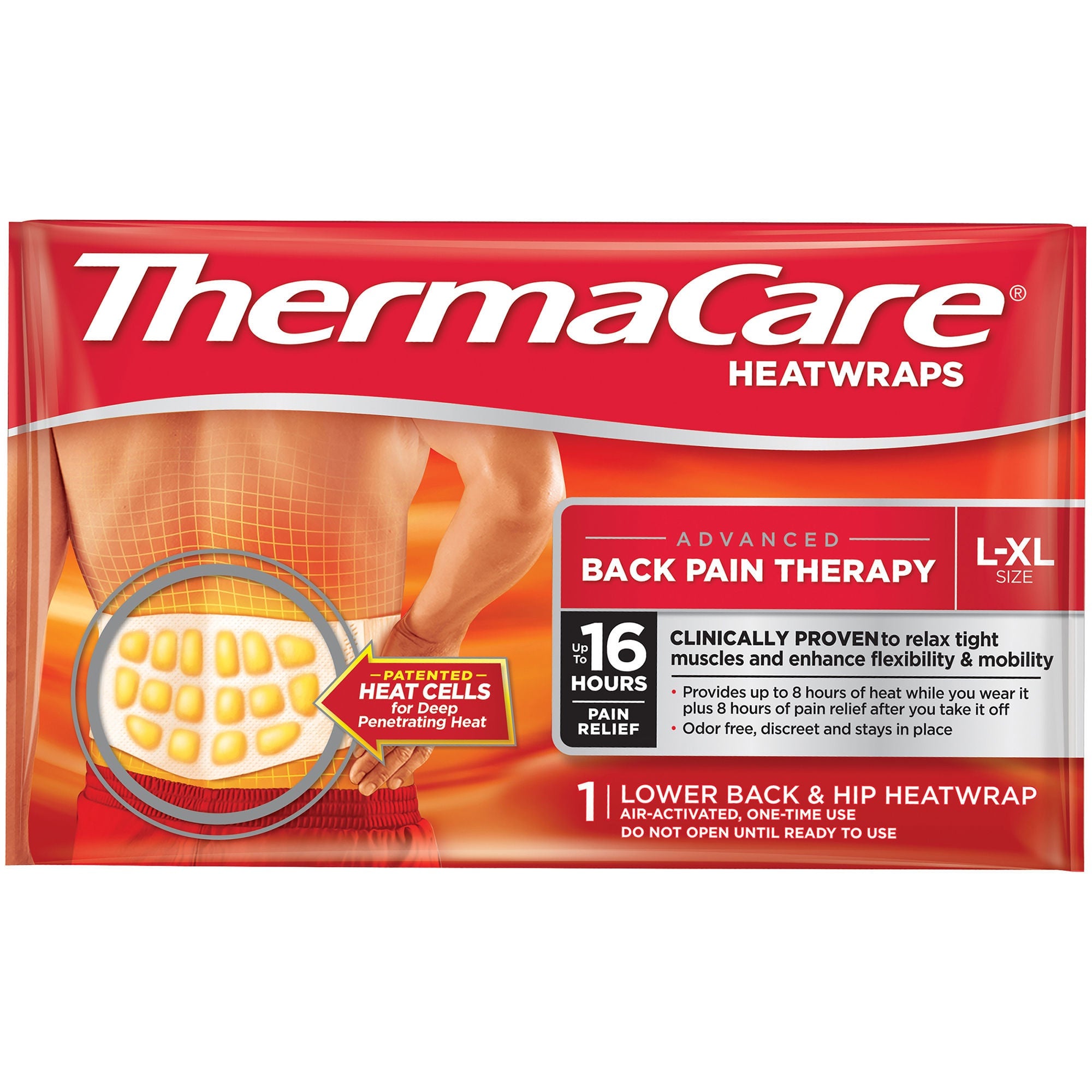 Glaxo Consumer Products - 00573301003 Instant Hot Patch ThermaCare® HeatWraps Back / Hip Large / X-Large Nonwoven Material Cover Disposable