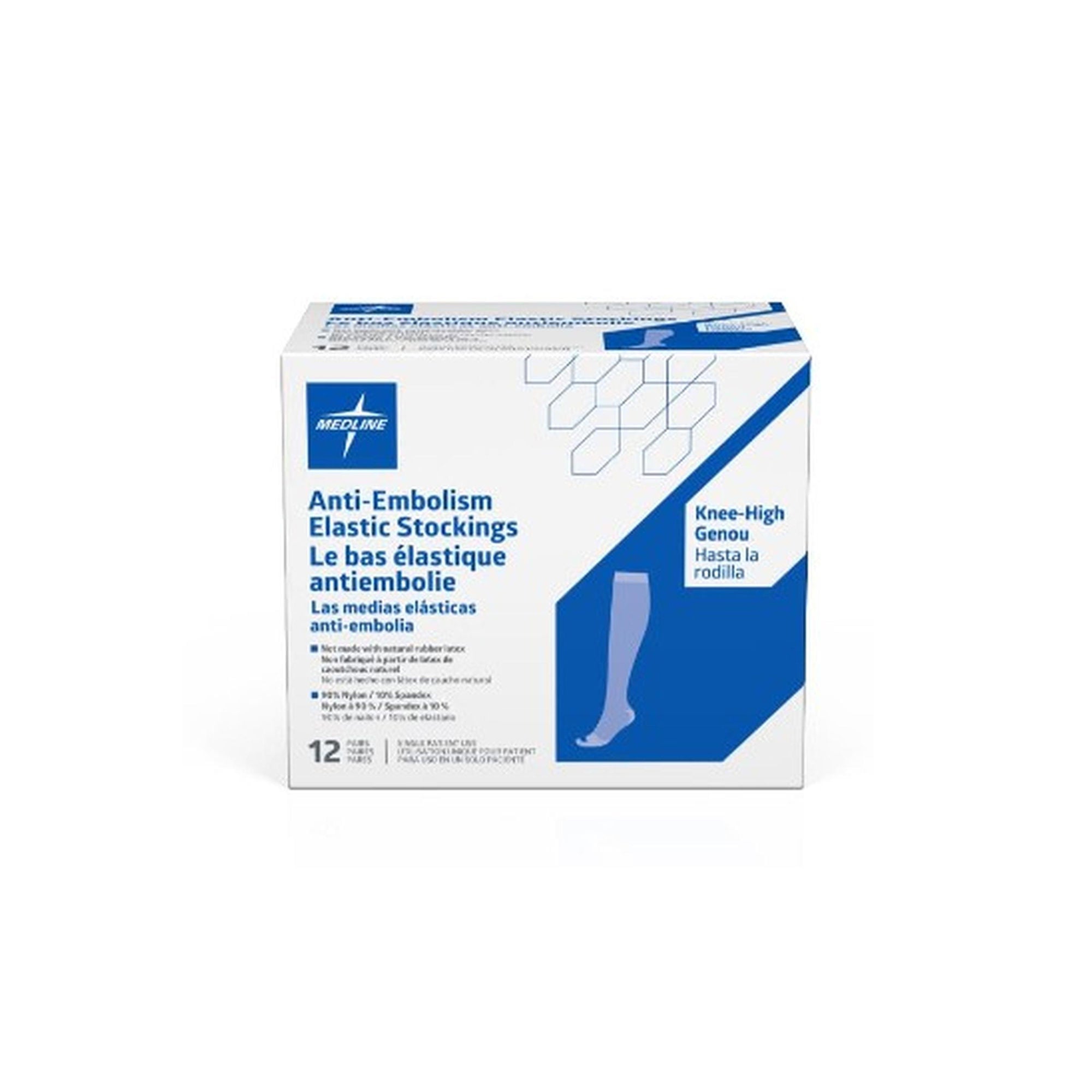 Medline - MDS160648 Anti-embolism Stocking Medline Knee High Medium / Long White Inspection Toe