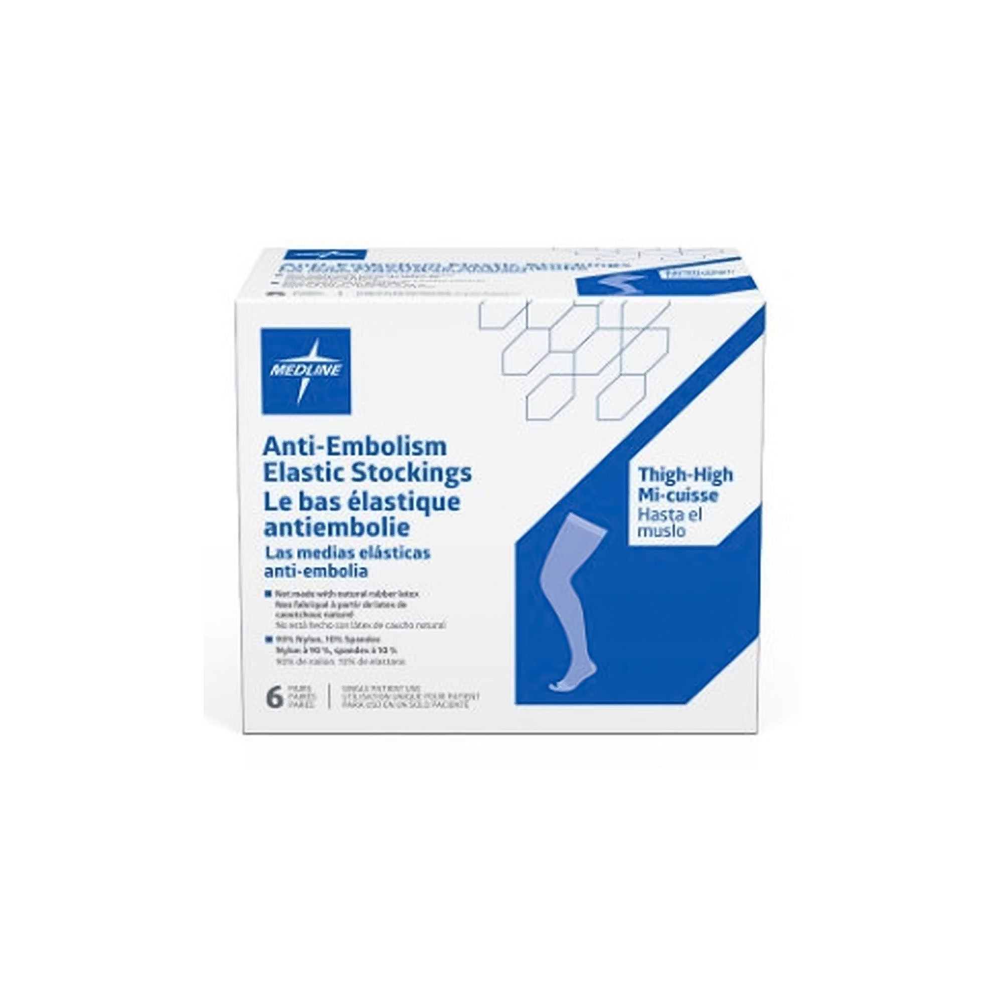 Medline - MDS160884 Anti-embolism Stocking Ems® Thigh High X-Large / Regular Inspection Toe