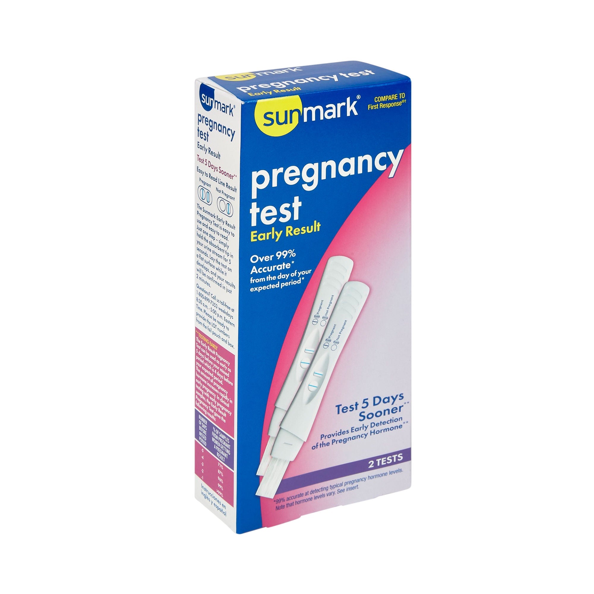McKesson Brand - 49348081233 Reproductive Health Test Kit sunmark® hCG Pregnancy Test 2 Tests CLIA Waived