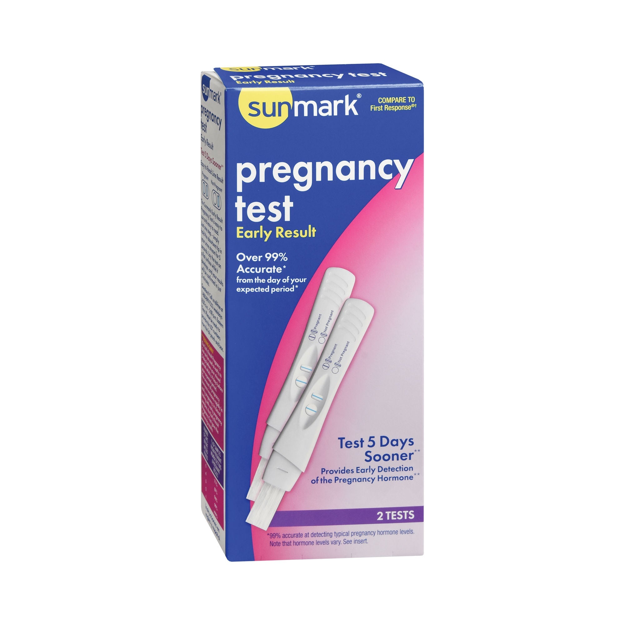McKesson Brand - 49348081233 Reproductive Health Test Kit sunmark® hCG Pregnancy Test 2 Tests CLIA Waived