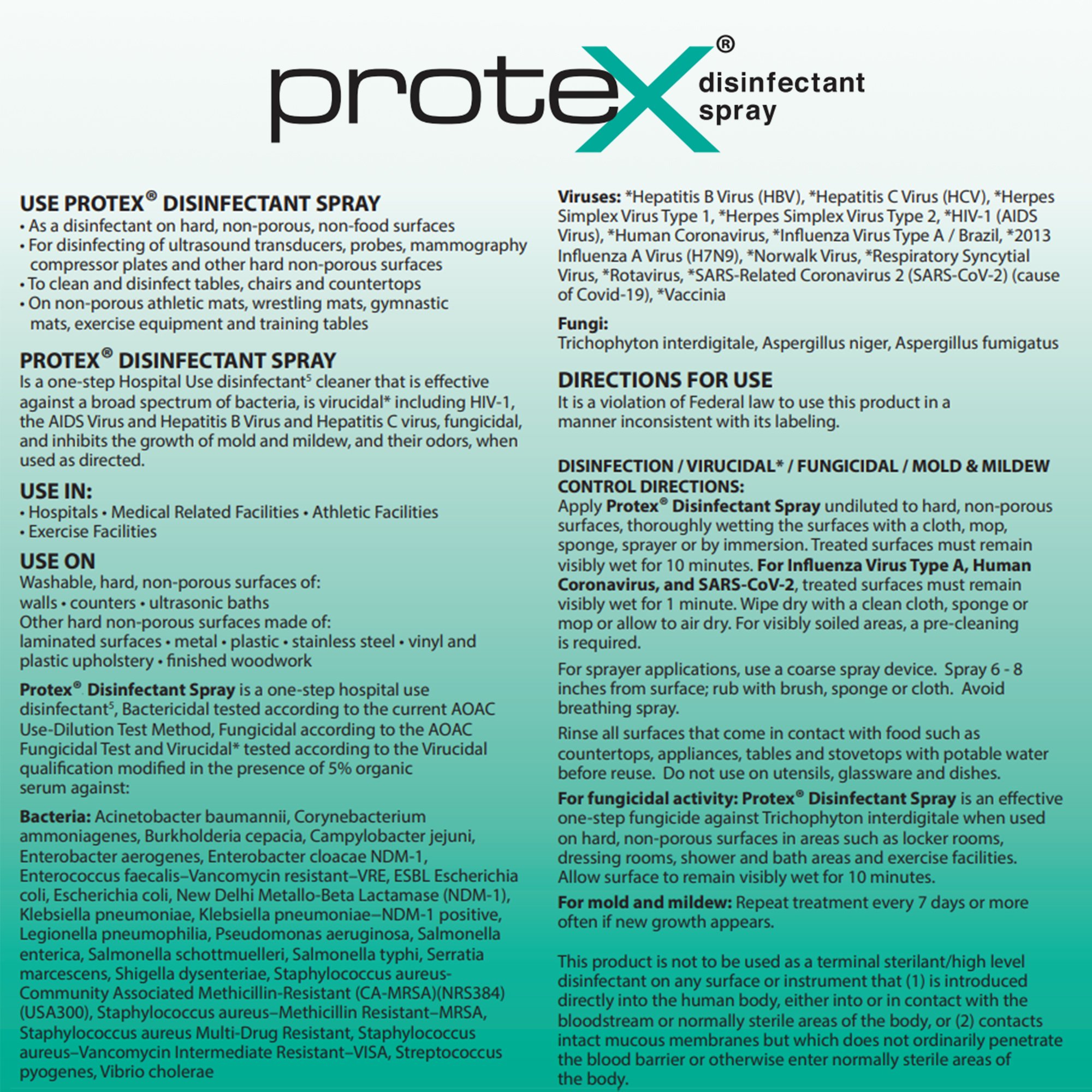 Parker Labs 42-12 - Protex™ Disinfectant Spray, 12-ounce Bottle - 1/Each, 12/Dozen, 48/Case