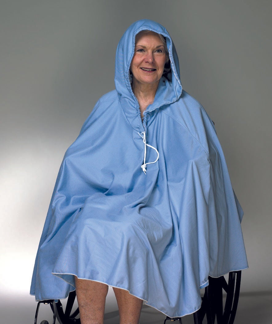 Skil-Care - 909120 Shower Poncho Blue One Size Fits Most Over-the-Head Drawstring Closure Unisex Reusable