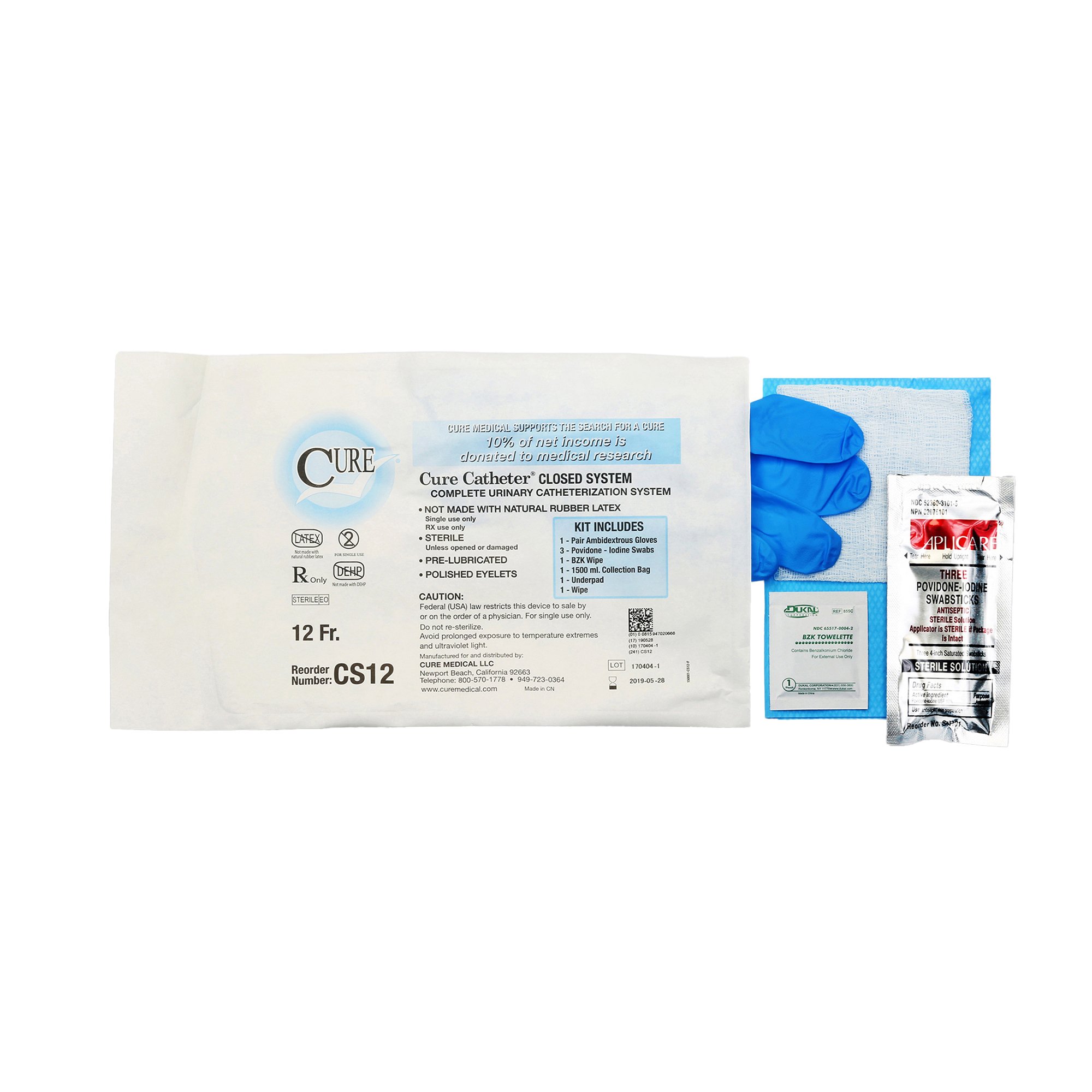 ConvaTec CS12 - Cure Catheter™ Intermittent Catheter Kit, 12 Fr. - 1/Each, 100/Case