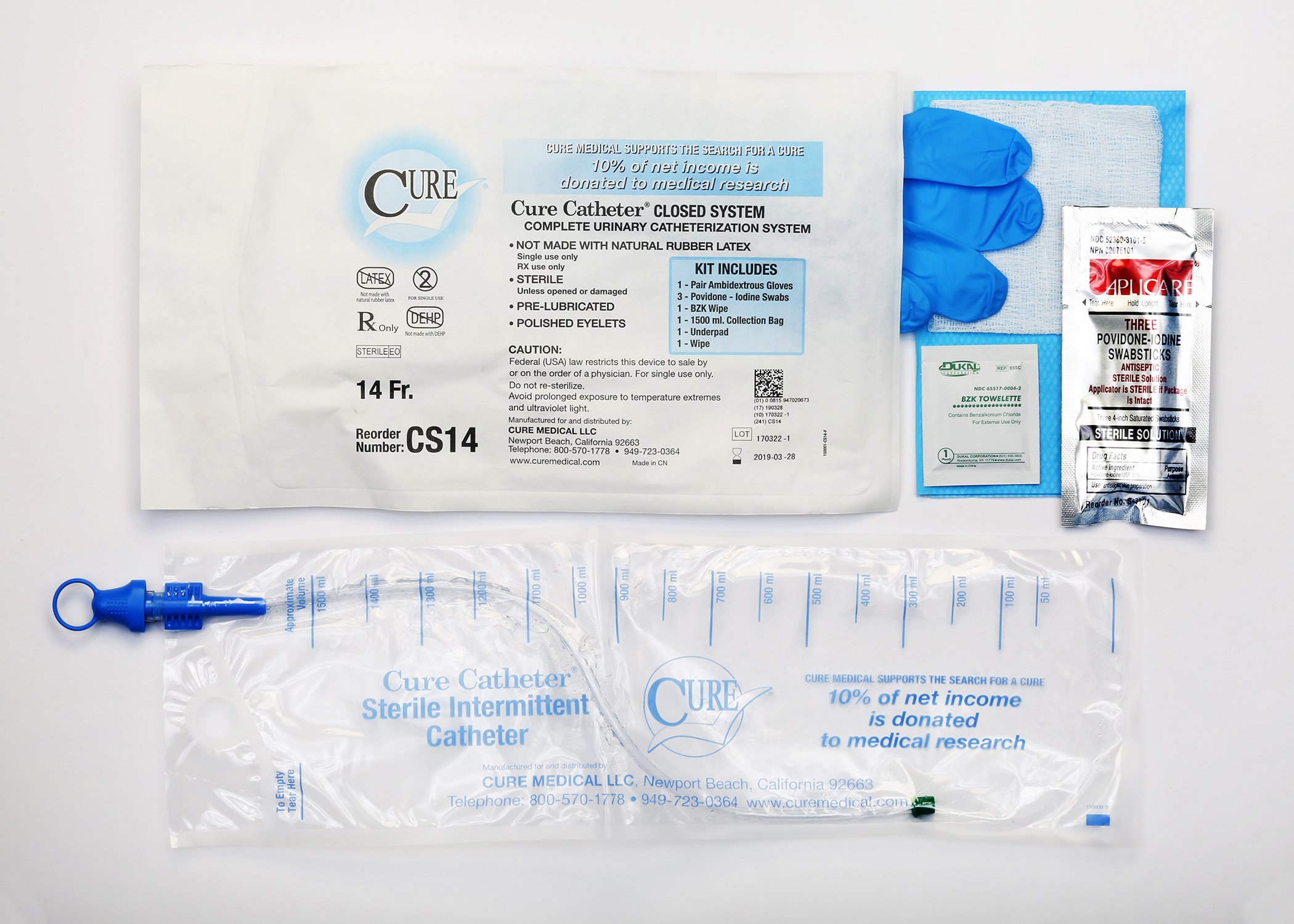 ConvaTec CS14 - Cure Catheter™ Intermittent Catheter Kit, 14 Fr. - 1/Each, 100/Case