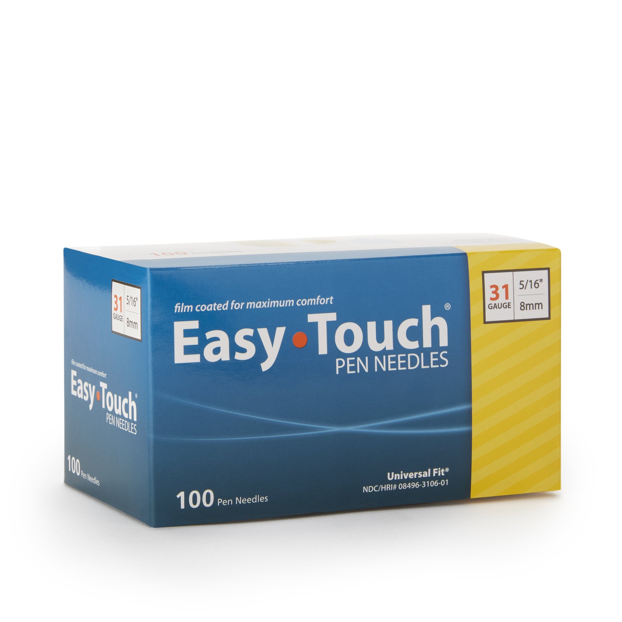 MHC Medical 831061 - EasyTouch™ Insulin Pen Needle, 31 Gauge, 5/16-Inch Length - 100/Box