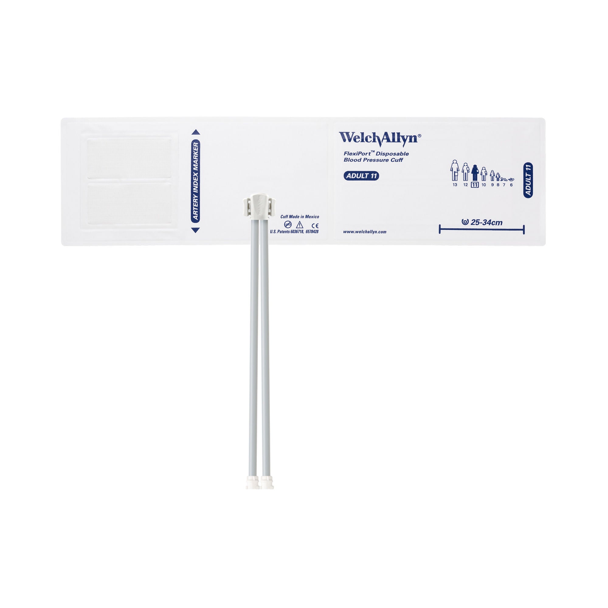 Welch Allyn - SOFT-11-2MQ Single Patient Use Blood Pressure Cuff FlexiPort® 25 to 34 cm Arm Vinyl Cuff Adult Cuff