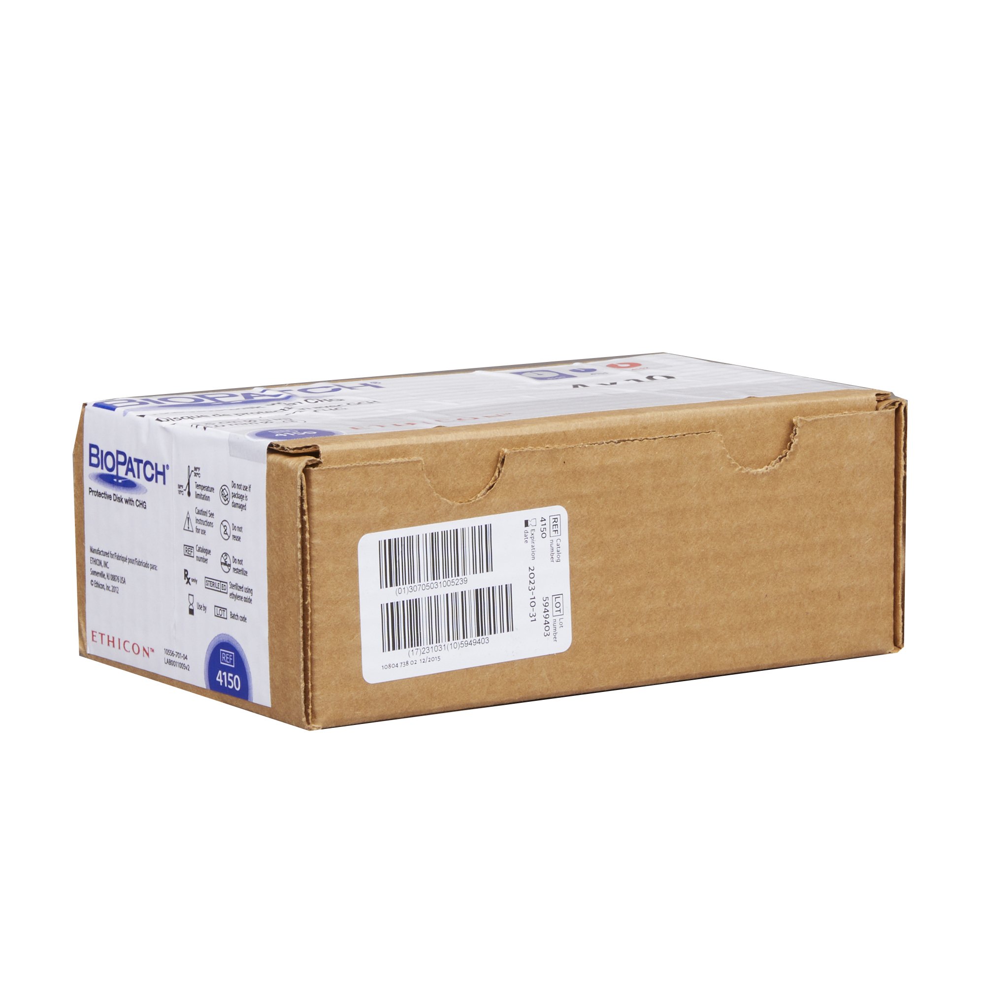 J & J Healthcare Systems 4150 - Biopatch® I.V. Dressing with CHG, 1 Inch Disk With 4-mm Center Hole - 1/Each, 10/Box, 40/Case