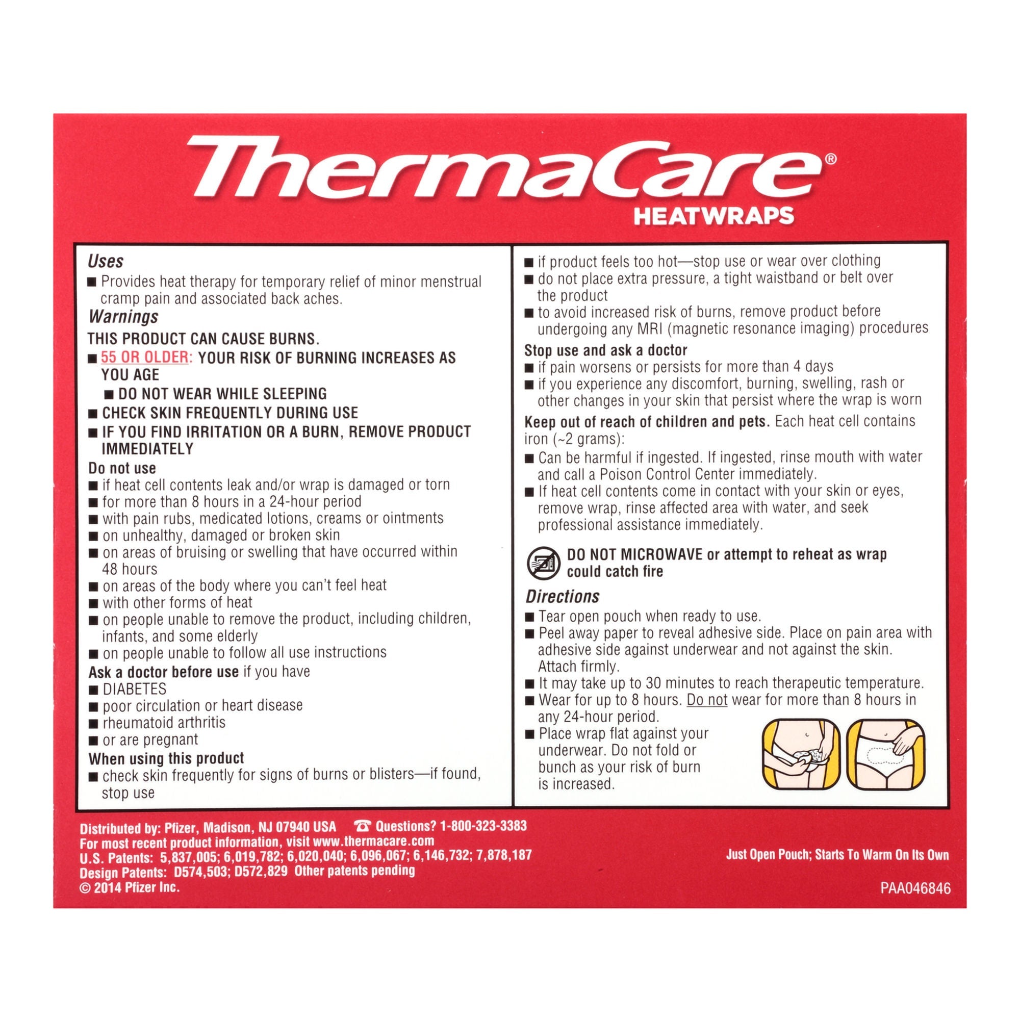 Glaxo Consumer Products - 00573302002 Instant Hot Patch ThermaCare® HeatWraps Menstrual Pain Abdomen One Size Fits Most Nonwoven Material Cover Disposable