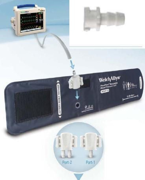 Welch Allyn - REUSE-12L-1MQ Reusable Blood Pressure Cuff FlexiPort® 32 to 43 cm Arm Nylon Cuff Adult Long Cuff