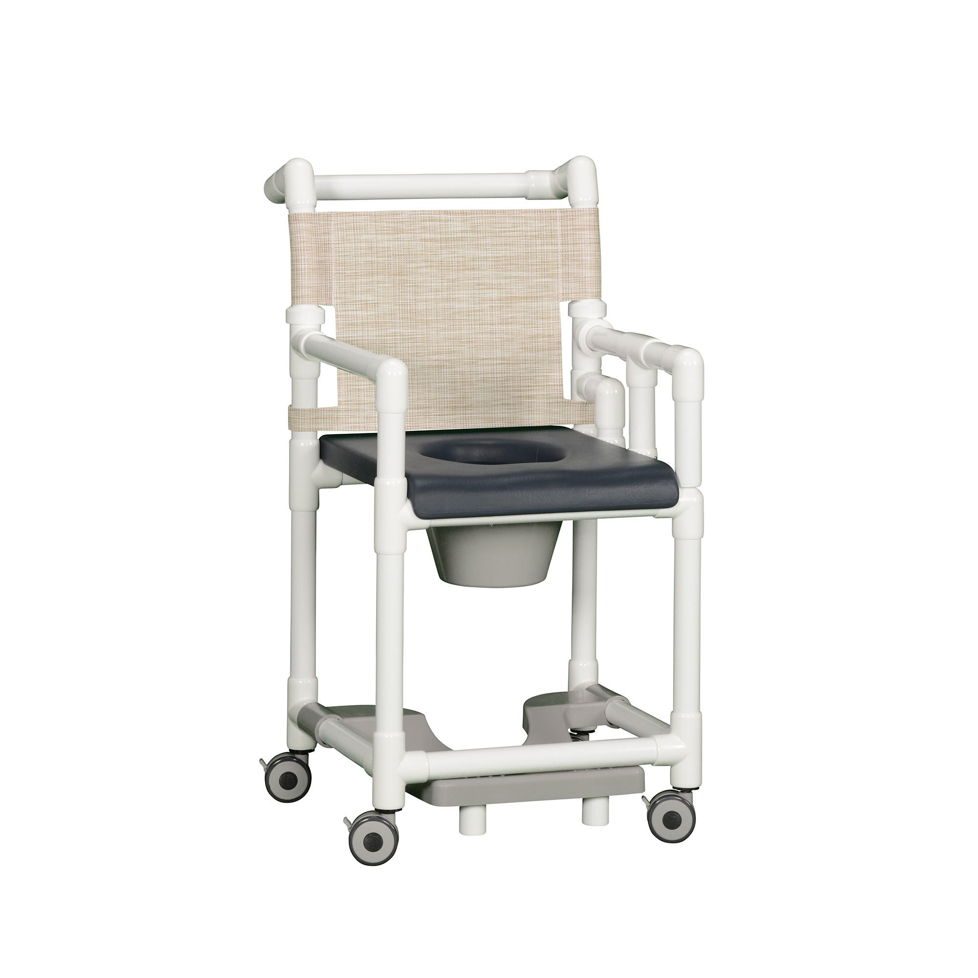 IPU - SCC767N Commode / Shower Chair ipu® Drop Arm - Left PVC Frame Mesh Backrest 17-1/4 Inch Seat Width 300 lbs. Weight Capacity
