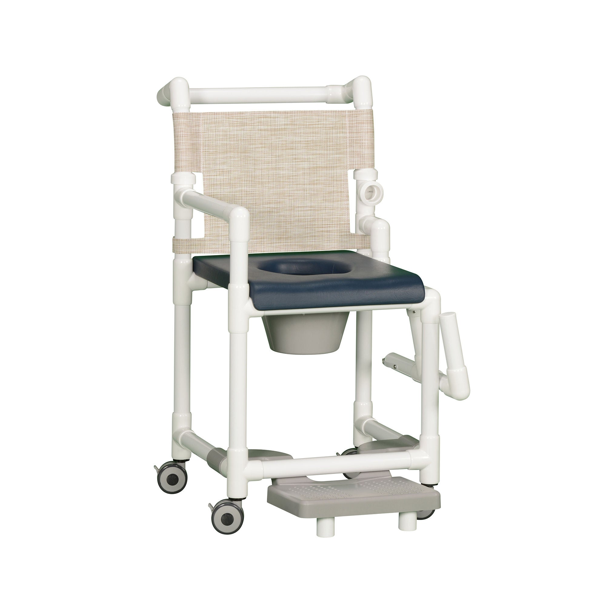 IPU - SCC767N Commode / Shower Chair ipu® Drop Arm - Left PVC Frame Mesh Backrest 17-1/4 Inch Seat Width 300 lbs. Weight Capacity