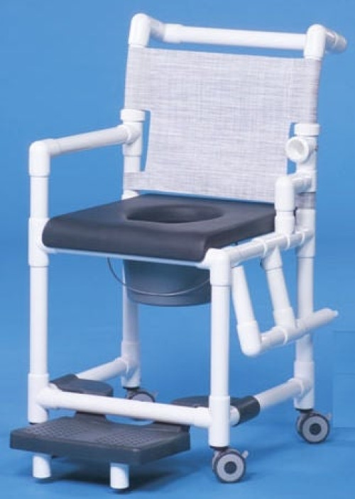 IPU - SCC767N Commode / Shower Chair ipu® Drop Arm - Left PVC Frame Mesh Backrest 17-1/4 Inch Seat Width 300 lbs. Weight Capacity