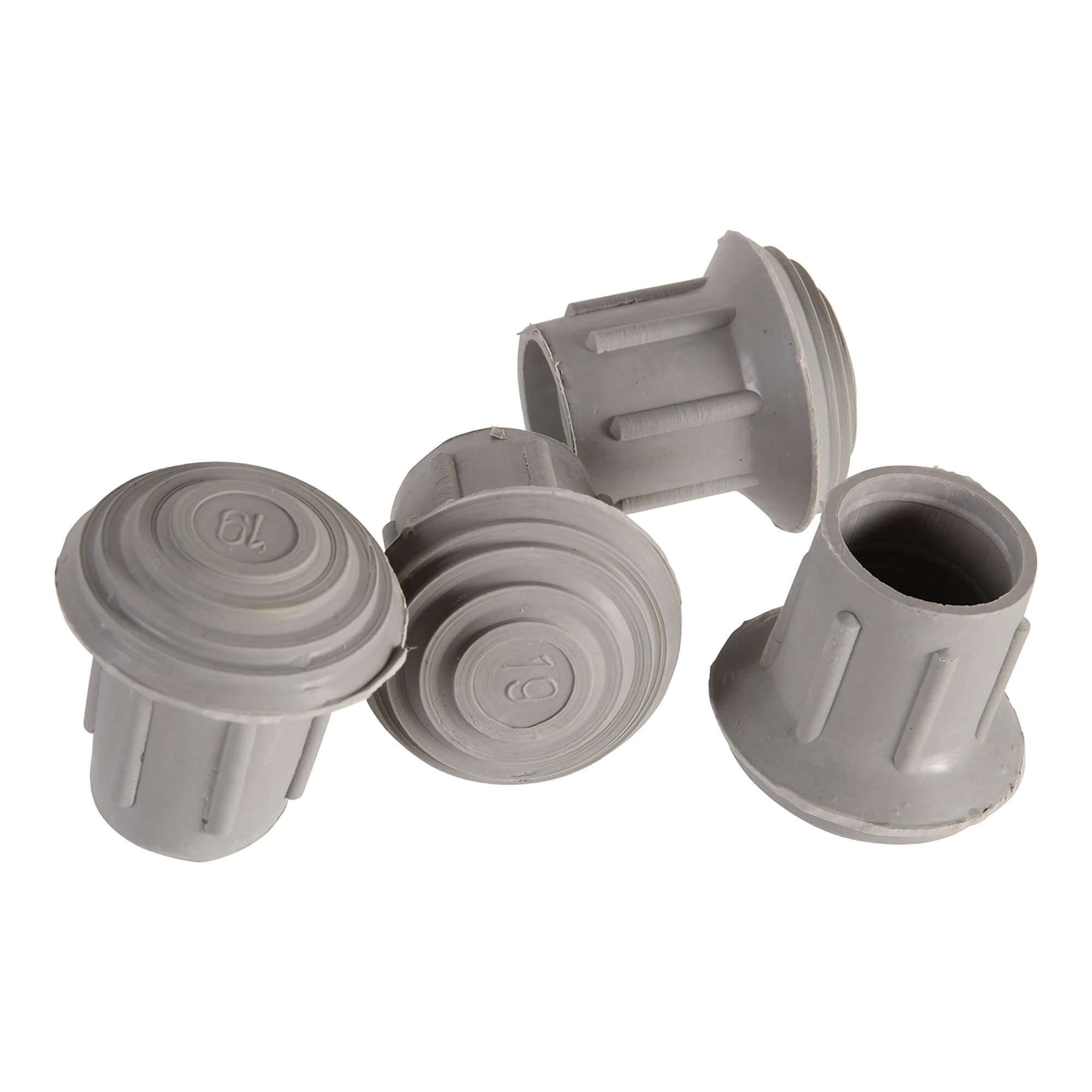 Mabis Healthcare 519-1373-9504 - Mabis Replacement Tips for Walkers, Canes and Commode Chairs, 1-inch - 4/Box