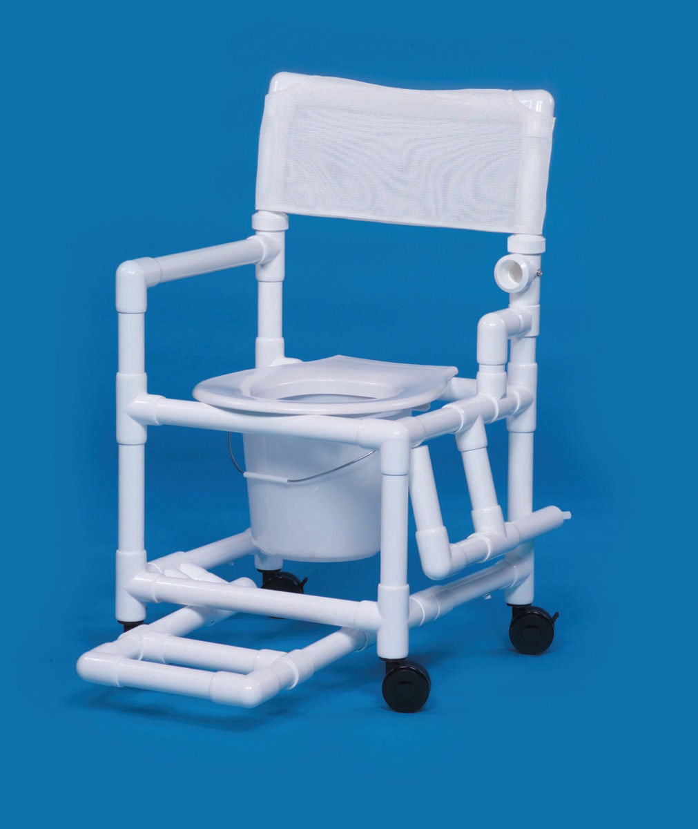 IPU - VL SC17 P FRLDA Commode / Shower Chair Standard Drop Arm - Left PVC Frame Mesh Backrest 17-1/4 Inch Seat Width 300 lbs. Weight Capacity