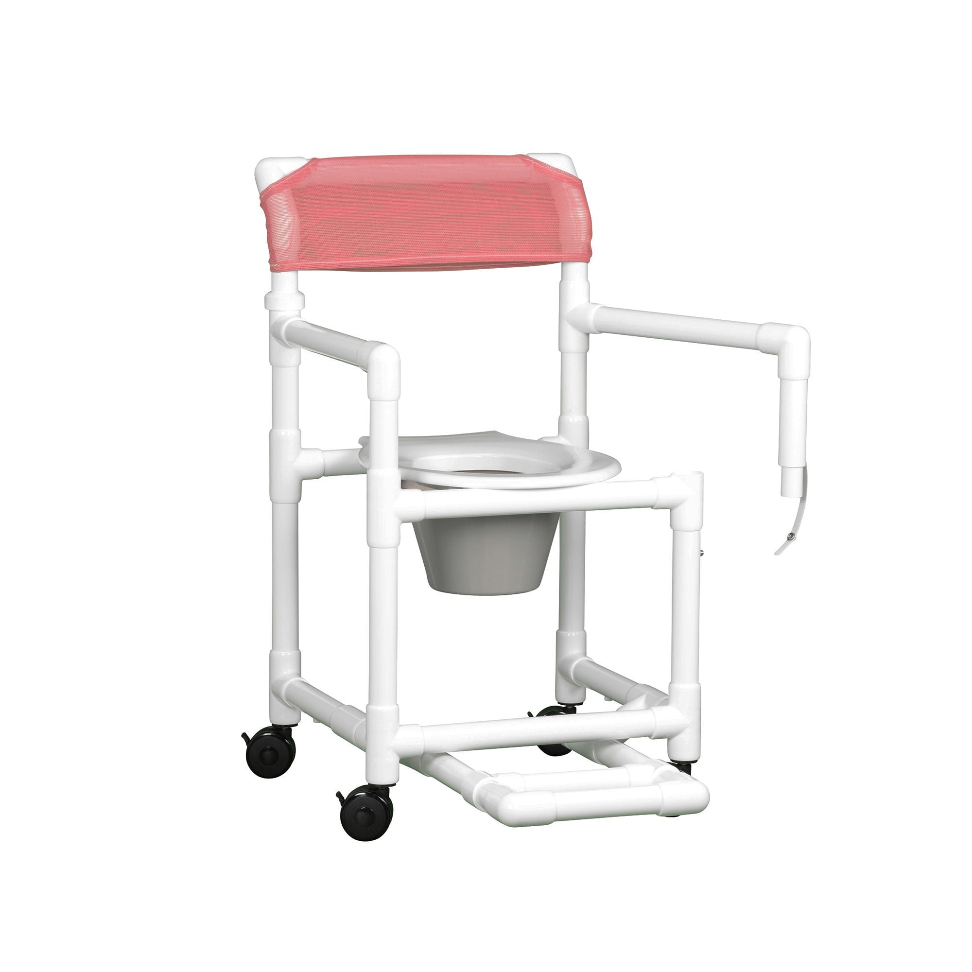 IPU - VL SC17 P FRLDA Commode / Shower Chair Standard Drop Arm - Left PVC Frame Mesh Backrest 17-1/4 Inch Seat Width 300 lbs. Weight Capacity
