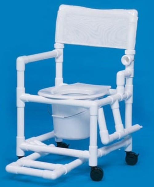 IPU - VL SC17 P FRLDA Commode / Shower Chair Standard Drop Arm - Left PVC Frame Mesh Backrest 17-1/4 Inch Seat Width 300 lbs. Weight Capacity