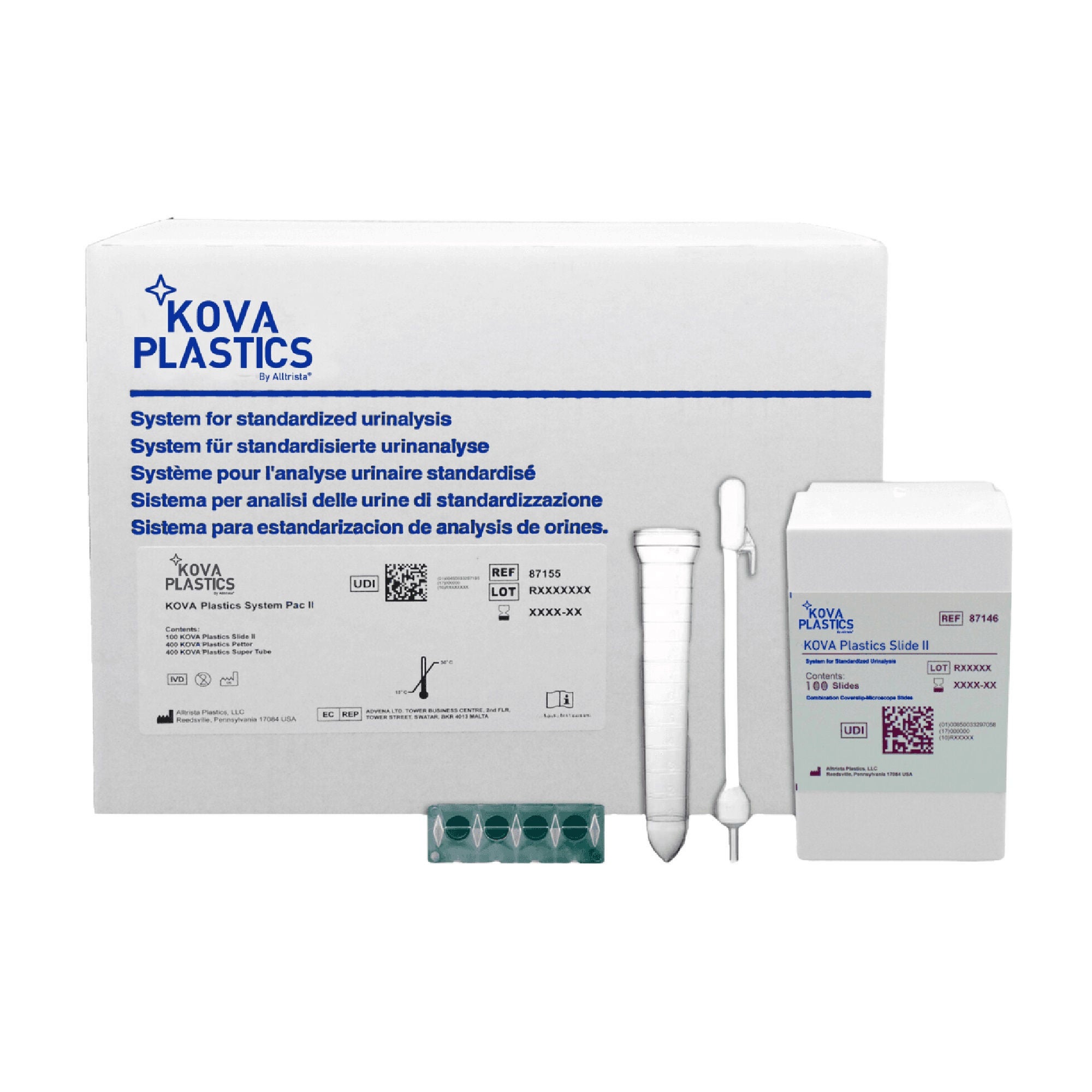 Alltrista Plastics LLC - 87155E Urinalysis Consumables Kit KOVA Plastics System Pac II Urinalysis System 400 Tests Non-Regulated