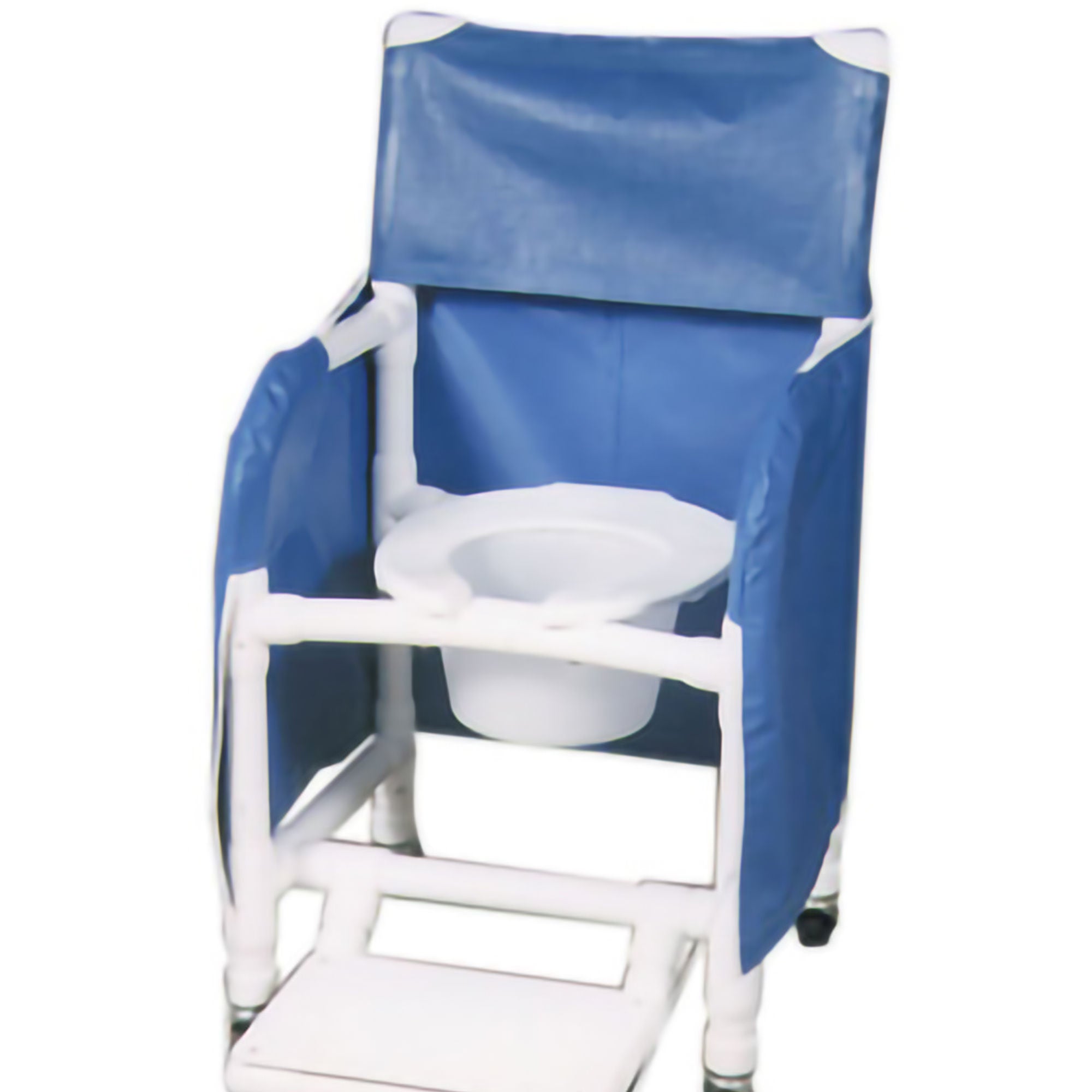 MJM International - 118-3-FF-PS-18-10-QT-C Commode / Shower Chair MJM International Fixed Arms PVC Frame Mesh Backrest with Pushbar 18 Inch Seat Width 300 lbs. Weight Capacity