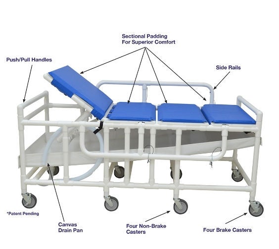 MJM International - 910-DB Bariatric Shower Gurney MJM Duo 900 lbs. Weight Capacity